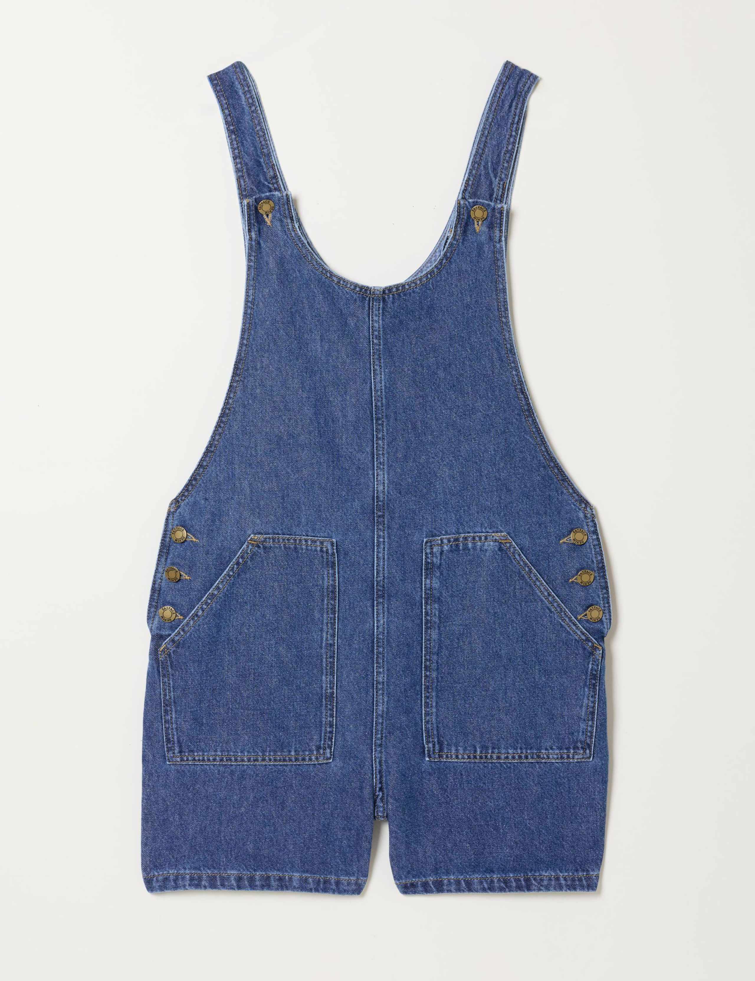 Pure Cotton Denim Short Dungarees 2 of 8