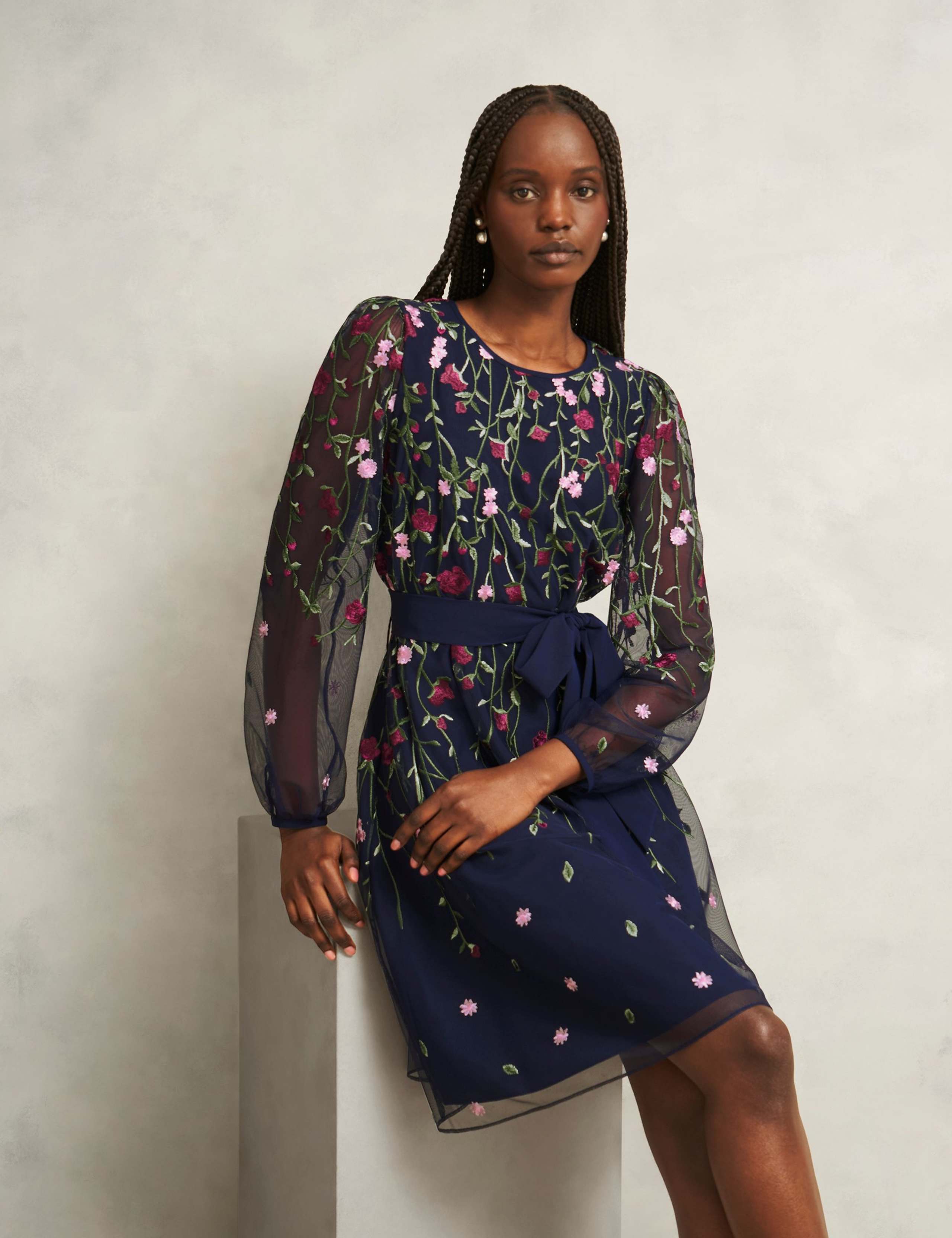 Floral Knee Length Skater Dress 1 of 6