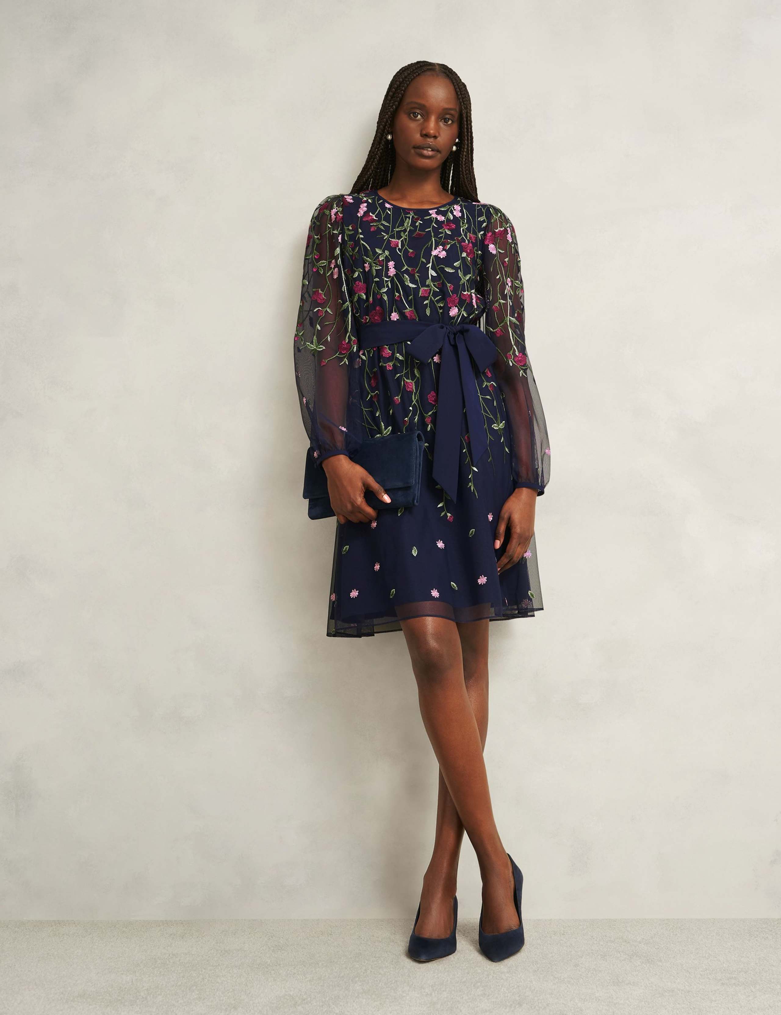 Floral Knee Length Skater Dress 3 of 6