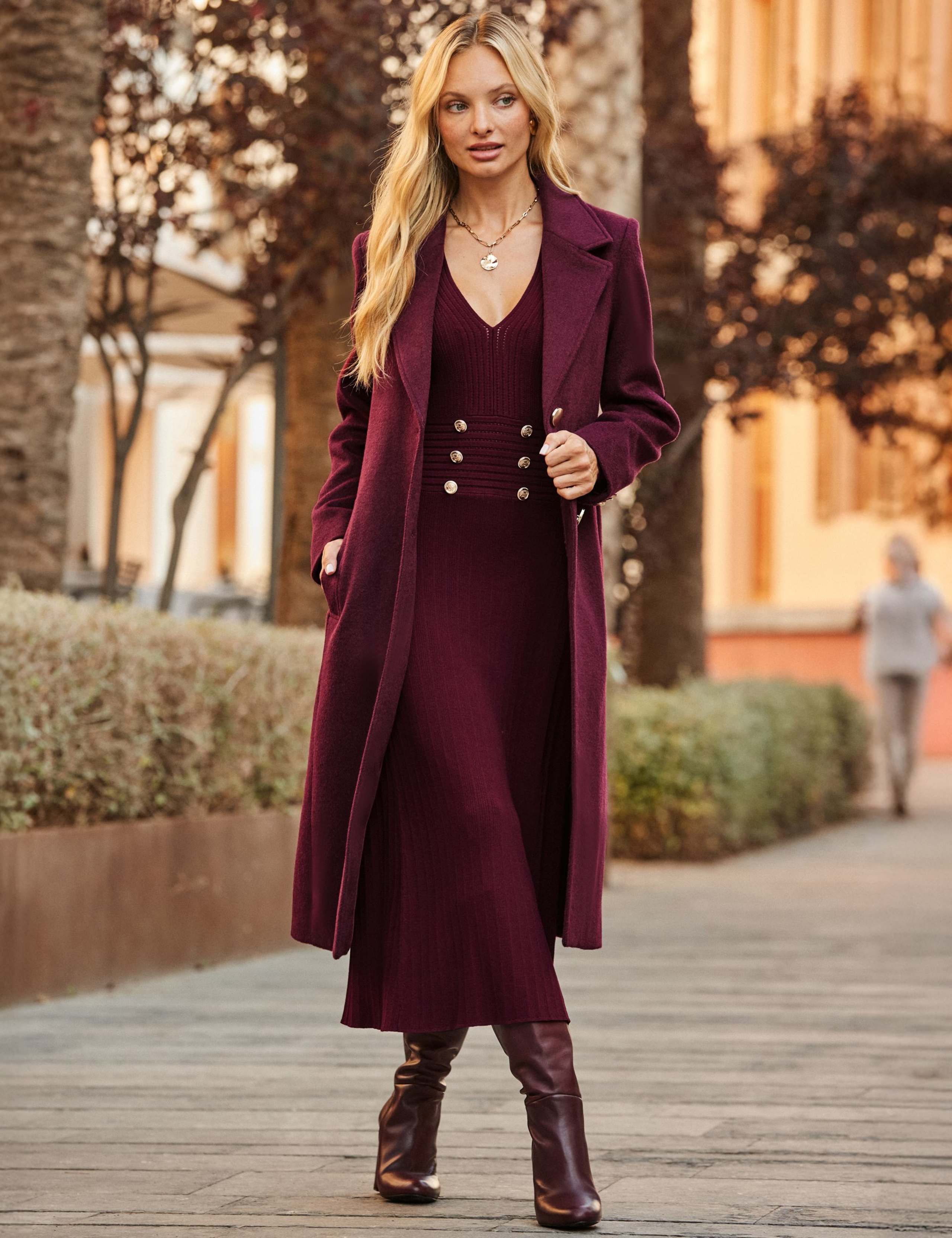 Knitted Button Detail Midaxi Skater Dress 2 of 5