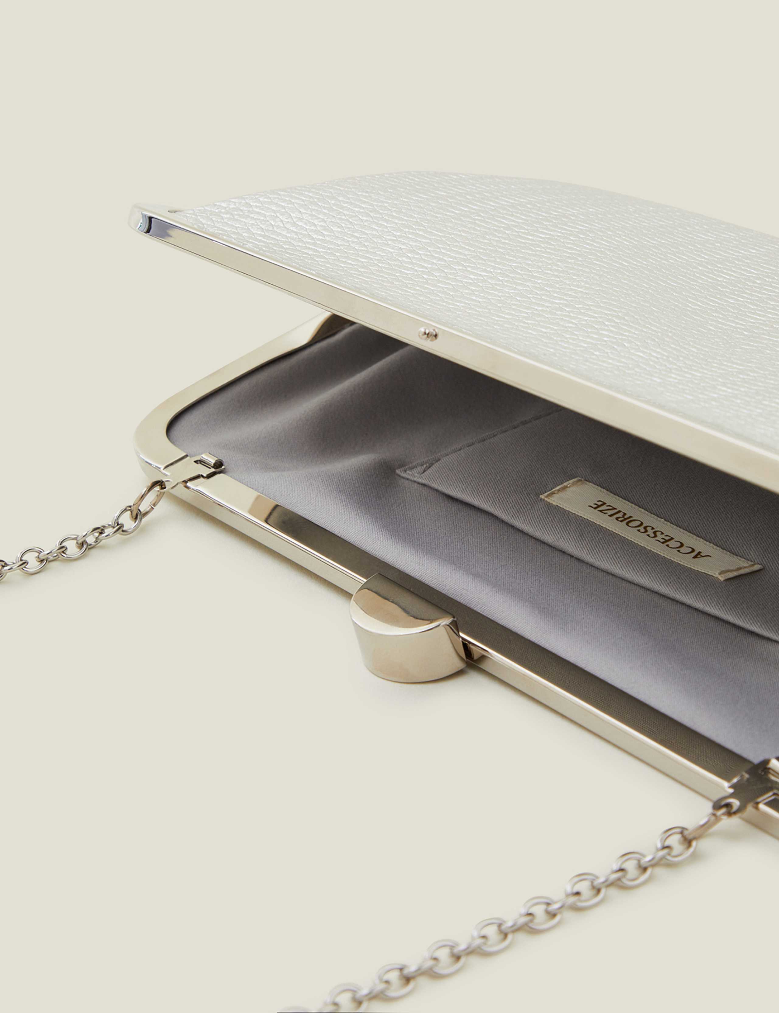 Metallic Chain Strap Clutch Bag 3 of 3
