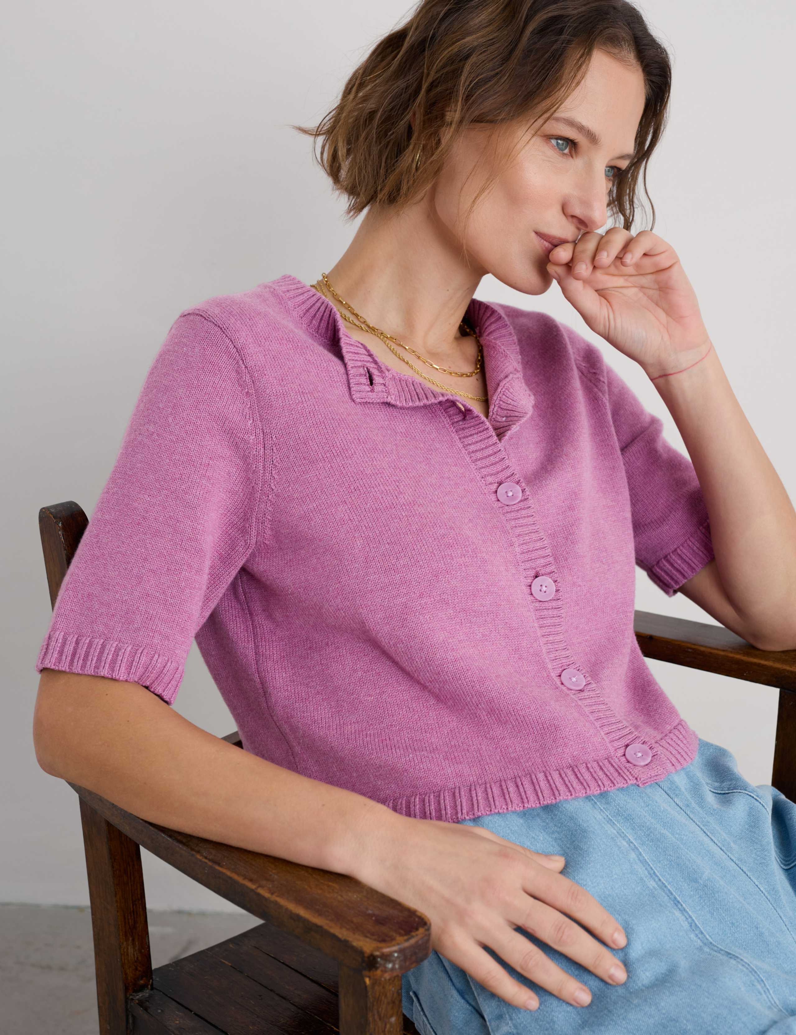 Pure Cotton Crew Neck Cardigan 3 of 4