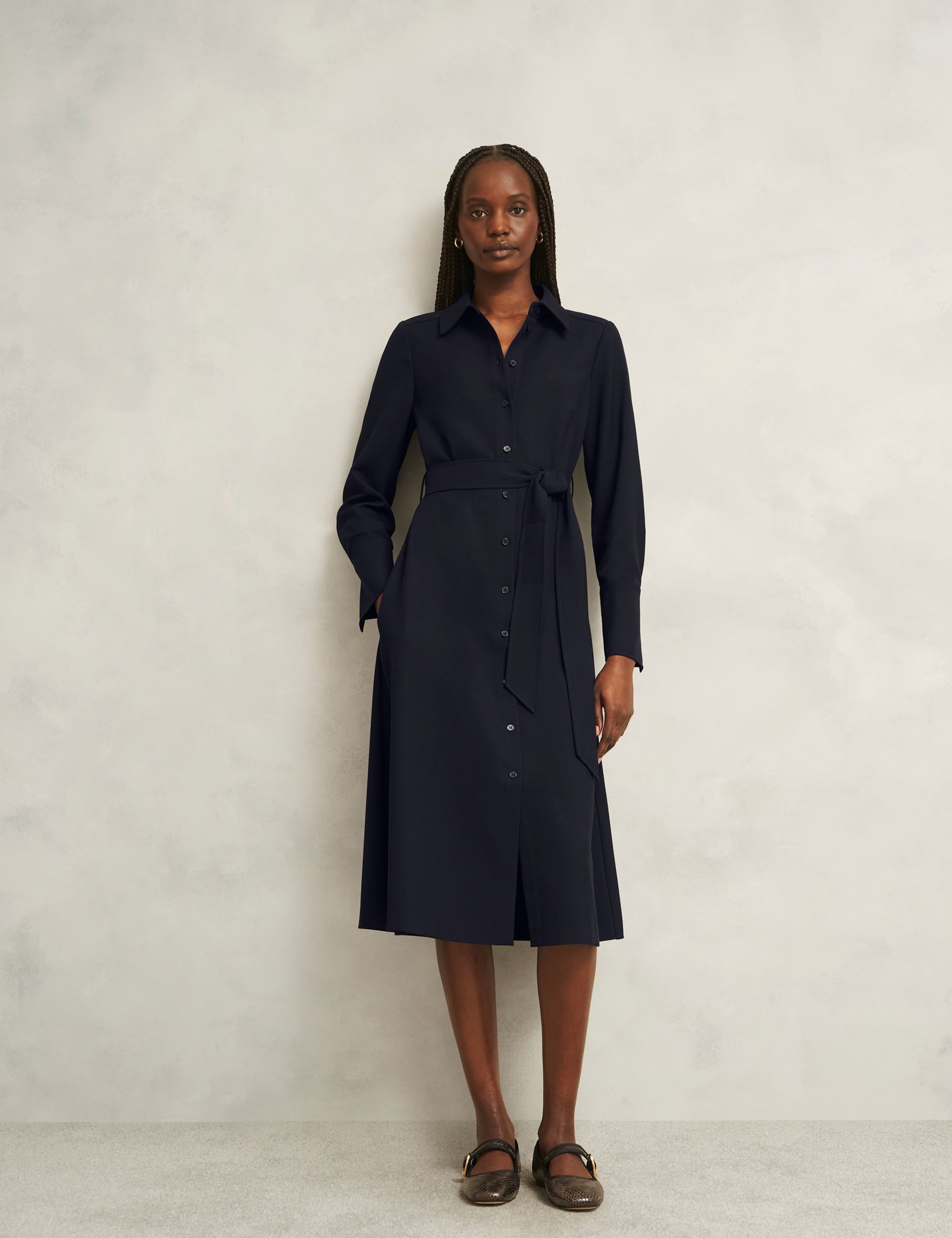 Tie Waist Midi Shirt Dress 1 of 5