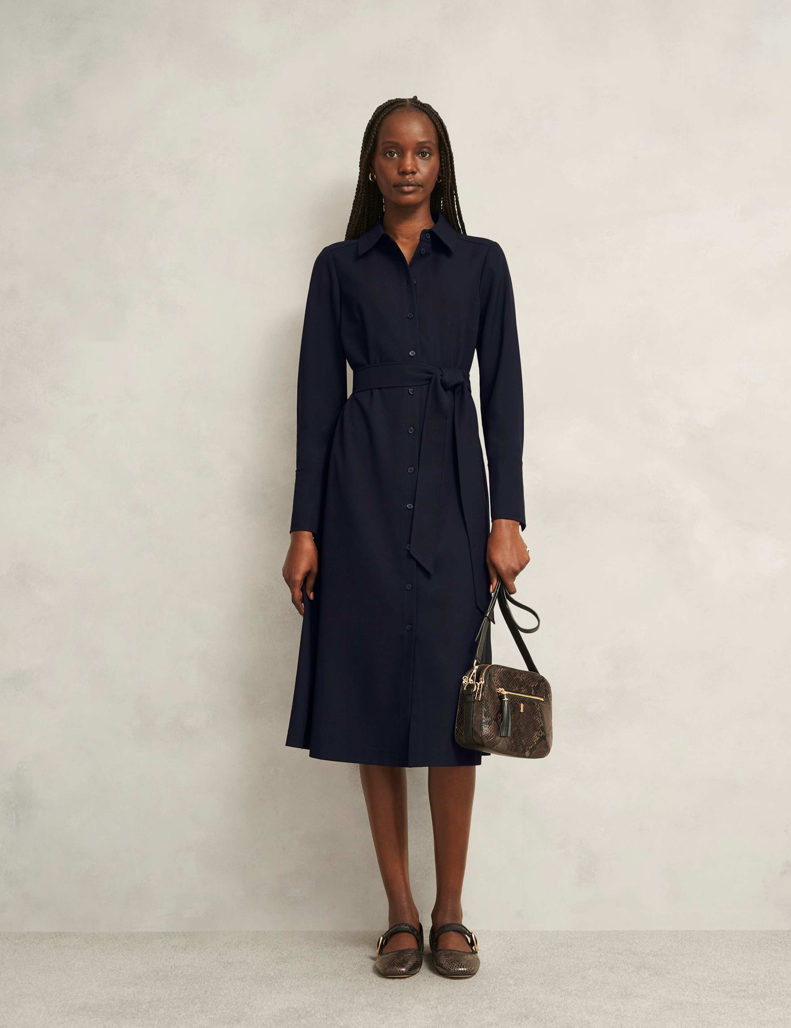 Tie Waist Midi Shirt Dress 3 of 5