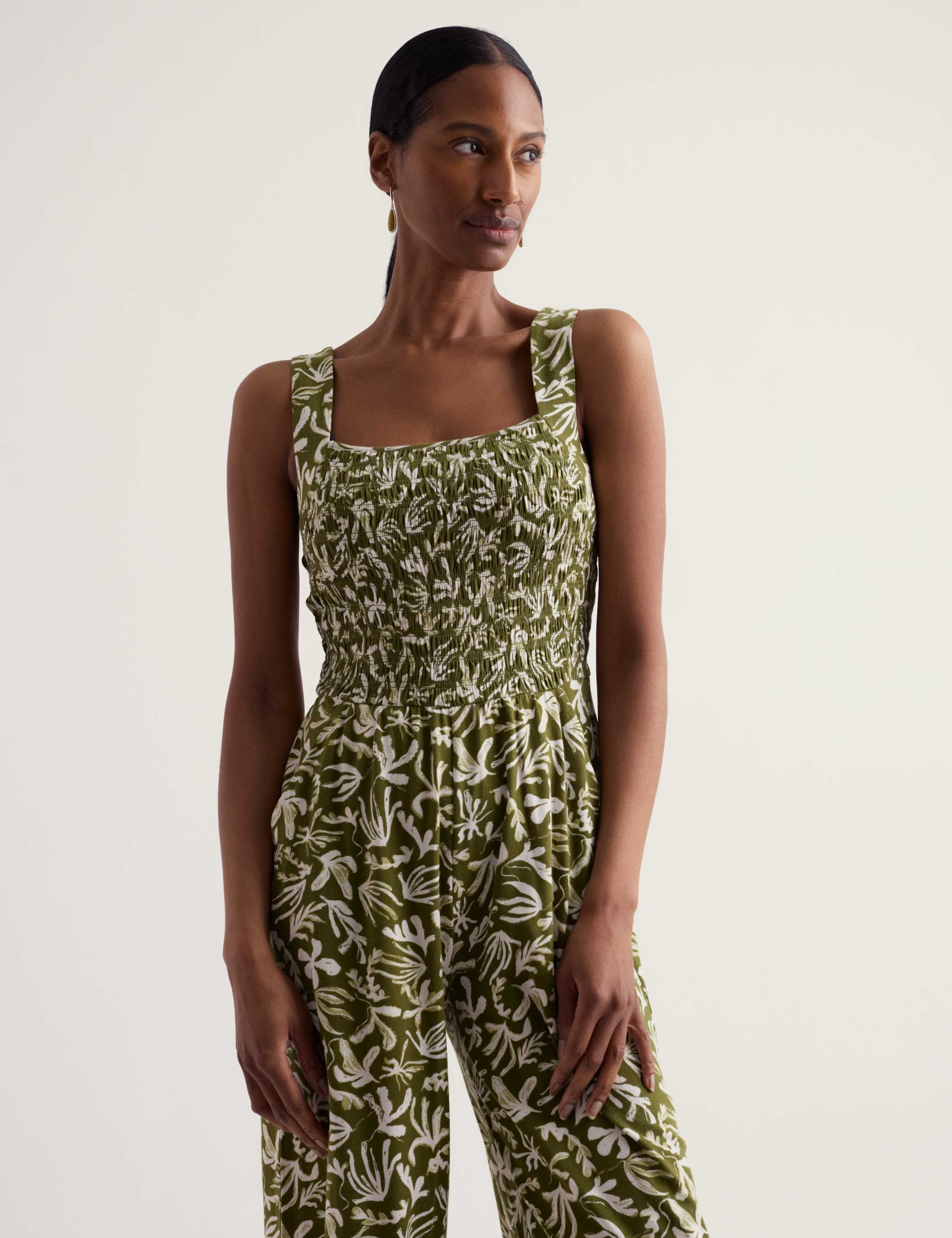 Cotton Rich Printed Wide Leg Cropped Jumpsuit 3 of 5