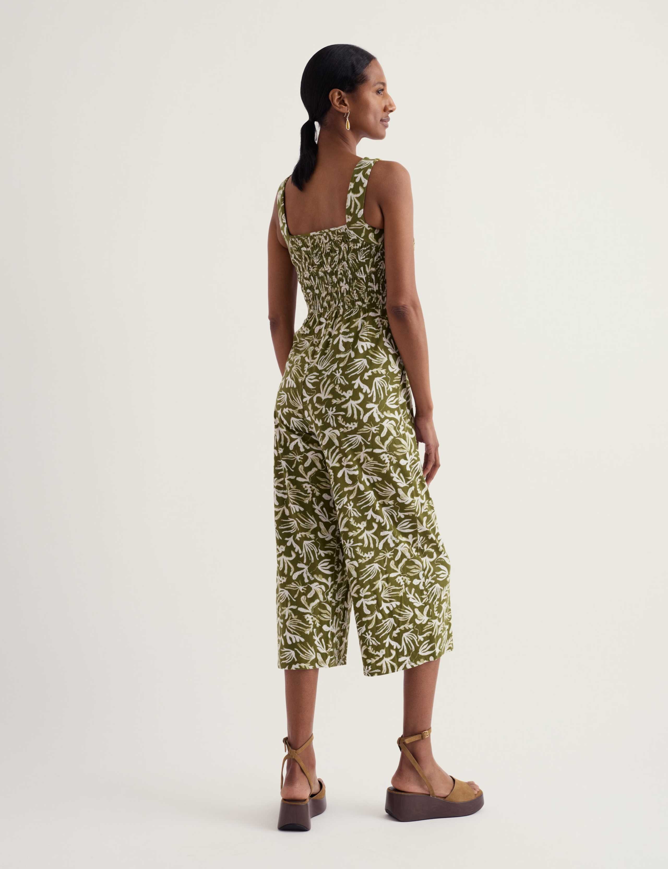 Cotton Rich Printed Wide Leg Cropped Jumpsuit 4 of 5