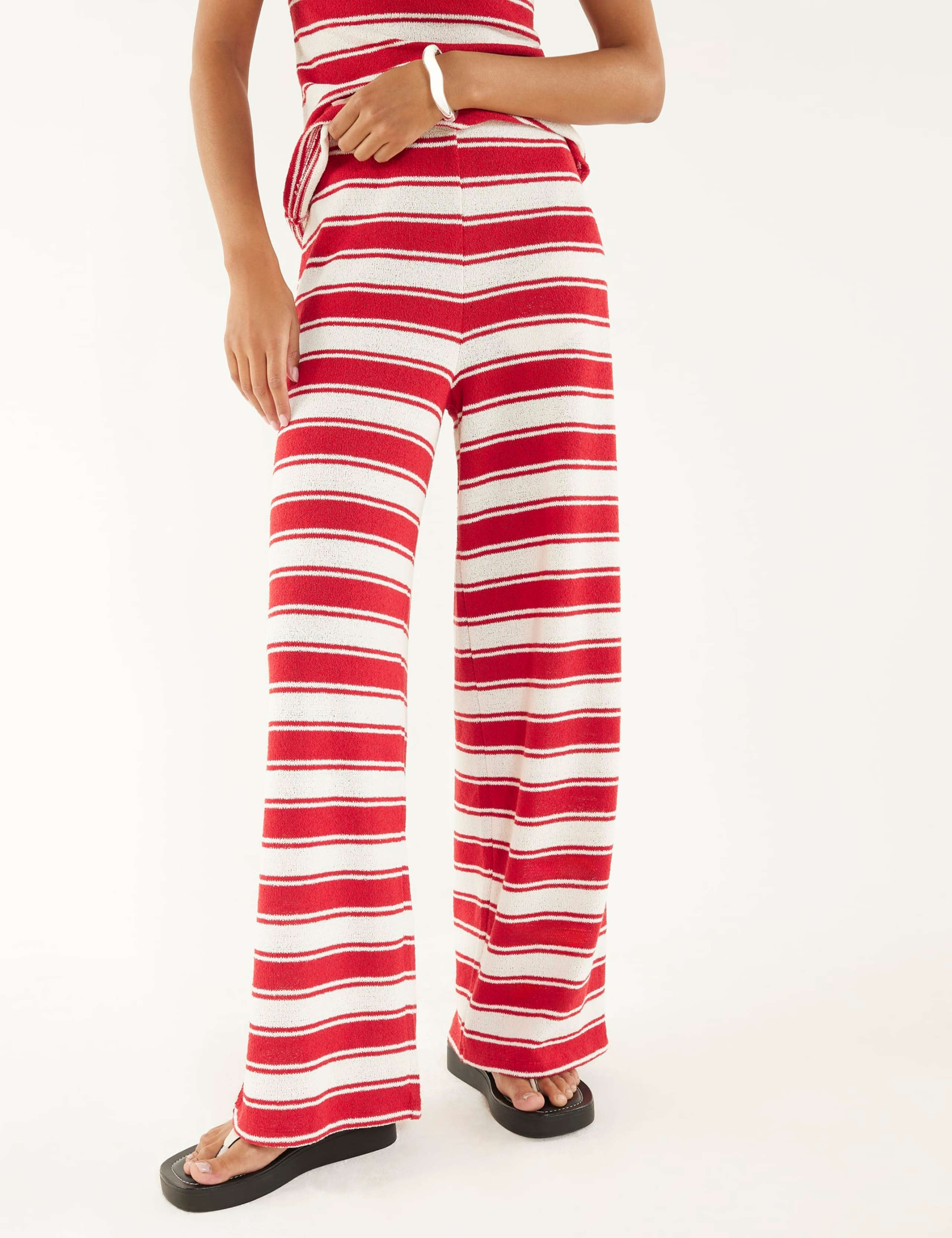 Pure Cotton Striped Wide Leg Trousers 4 of 4
