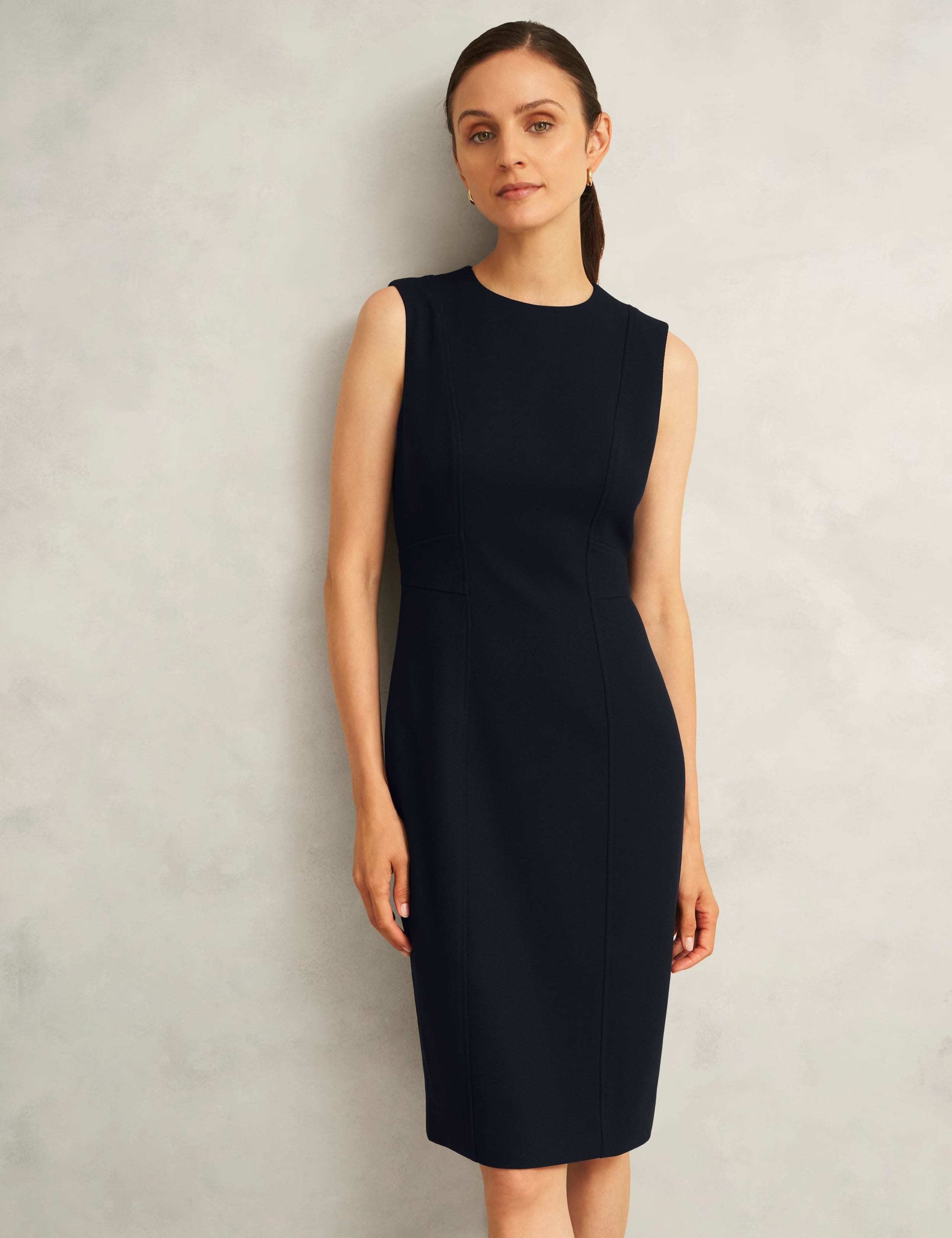 Crew Neck Knee Length Shift Dress 2 of 5