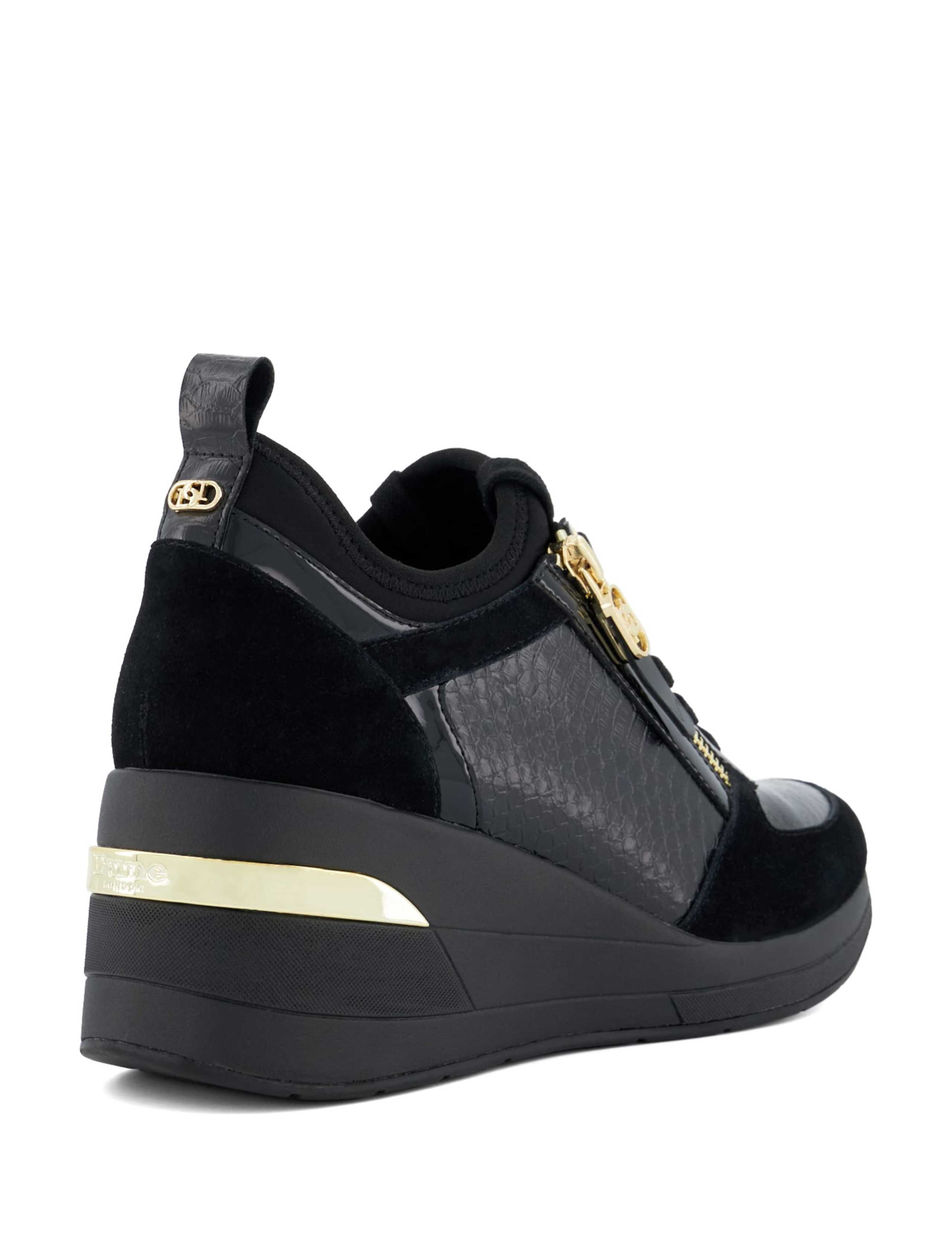 Leather Lace Up Side Detail Wedge Trainers 3 of 4