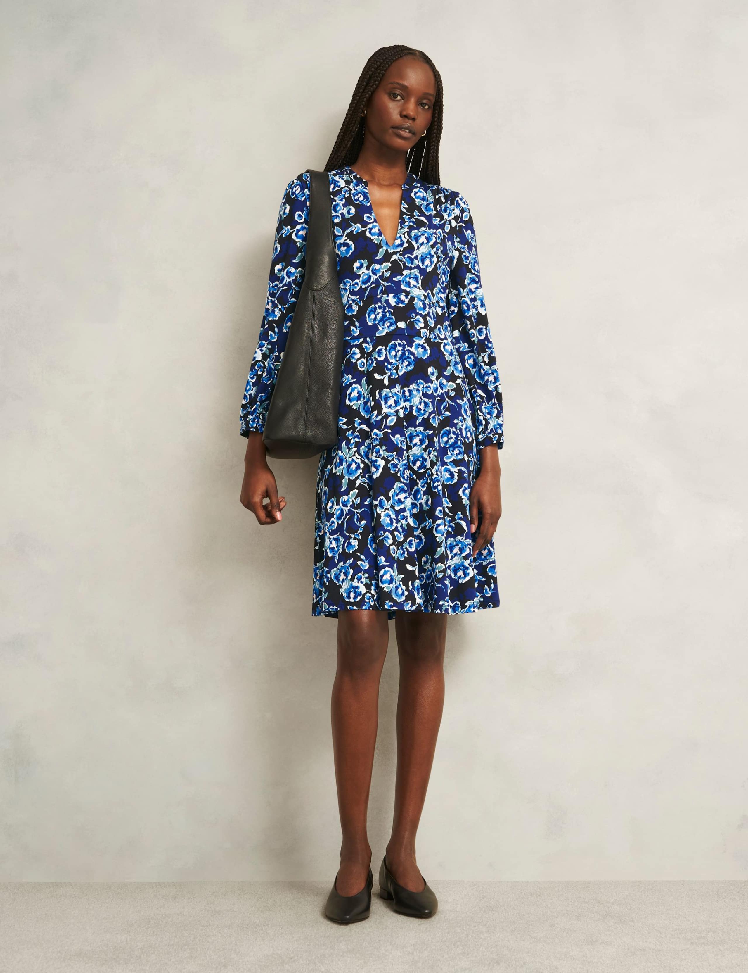 Floral V-Neck Midi Shift Dress 3 of 5