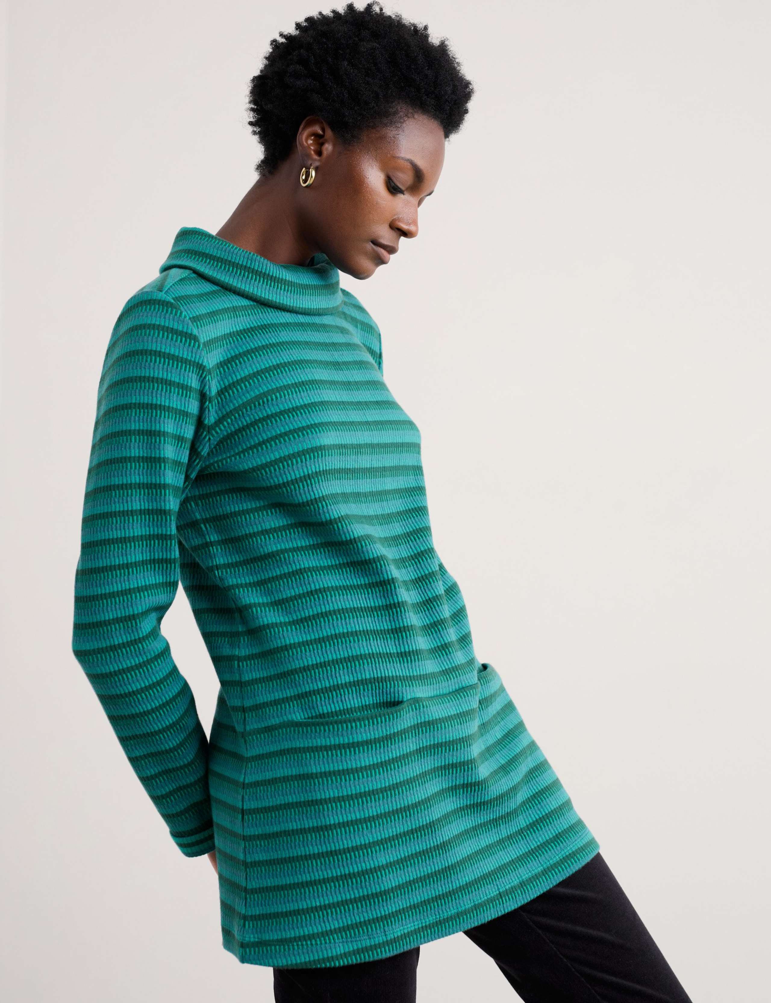 Pure Cotton Jacquard Roll Neck Tunic 3 of 5