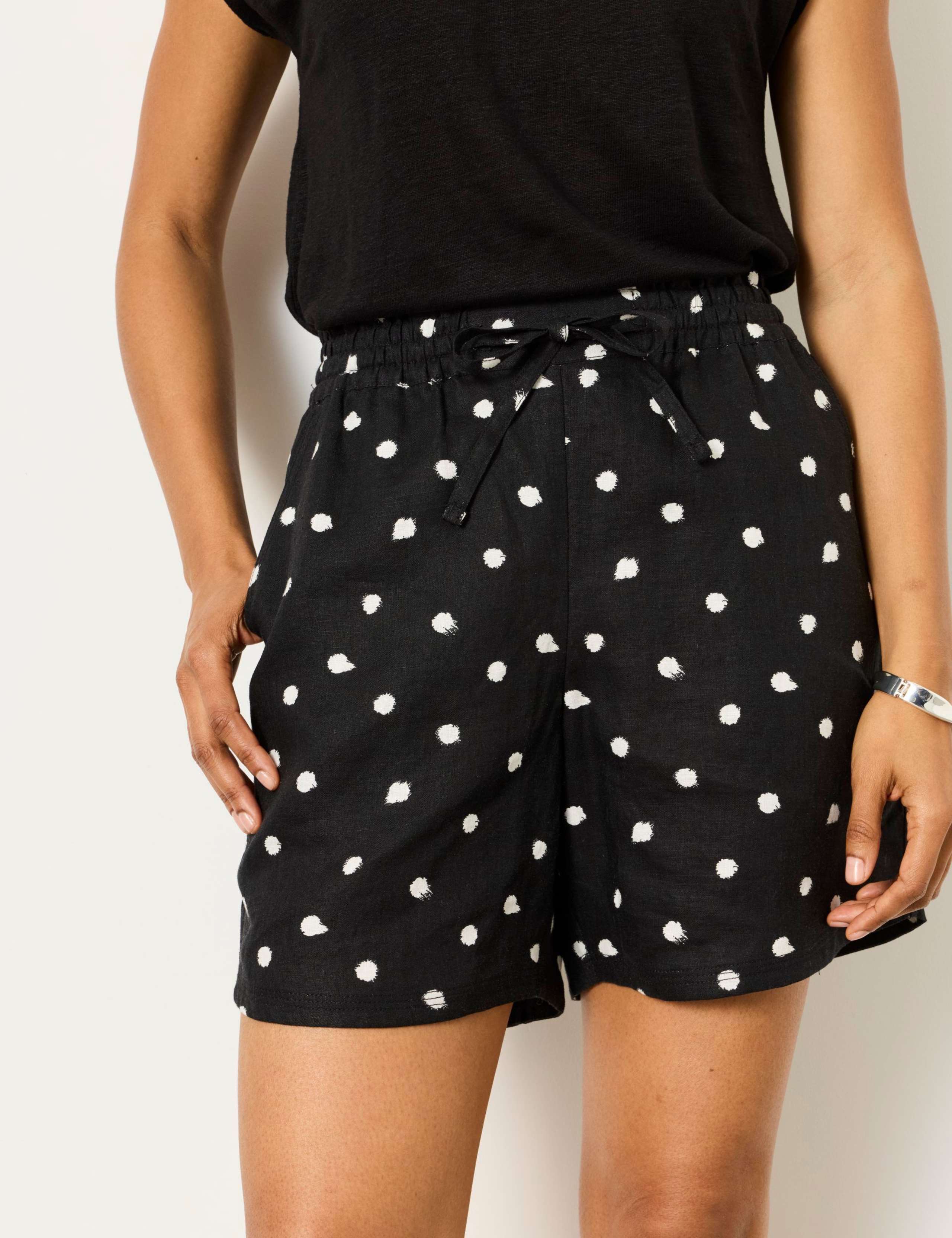 Pure Linen Polka Dot High Waisted Shorts 6 of 6