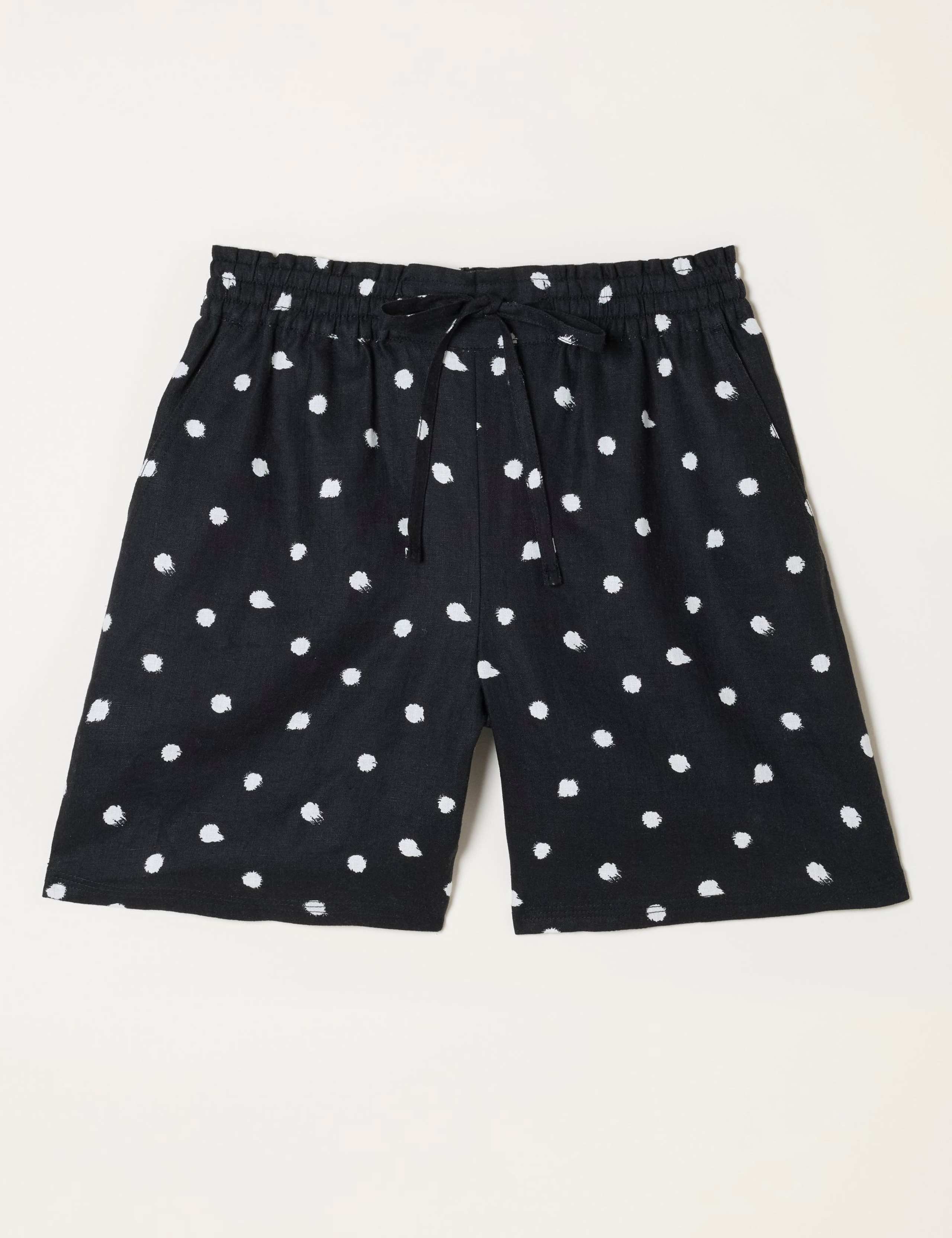 Pure Linen Polka Dot High Waisted Shorts 2 of 6