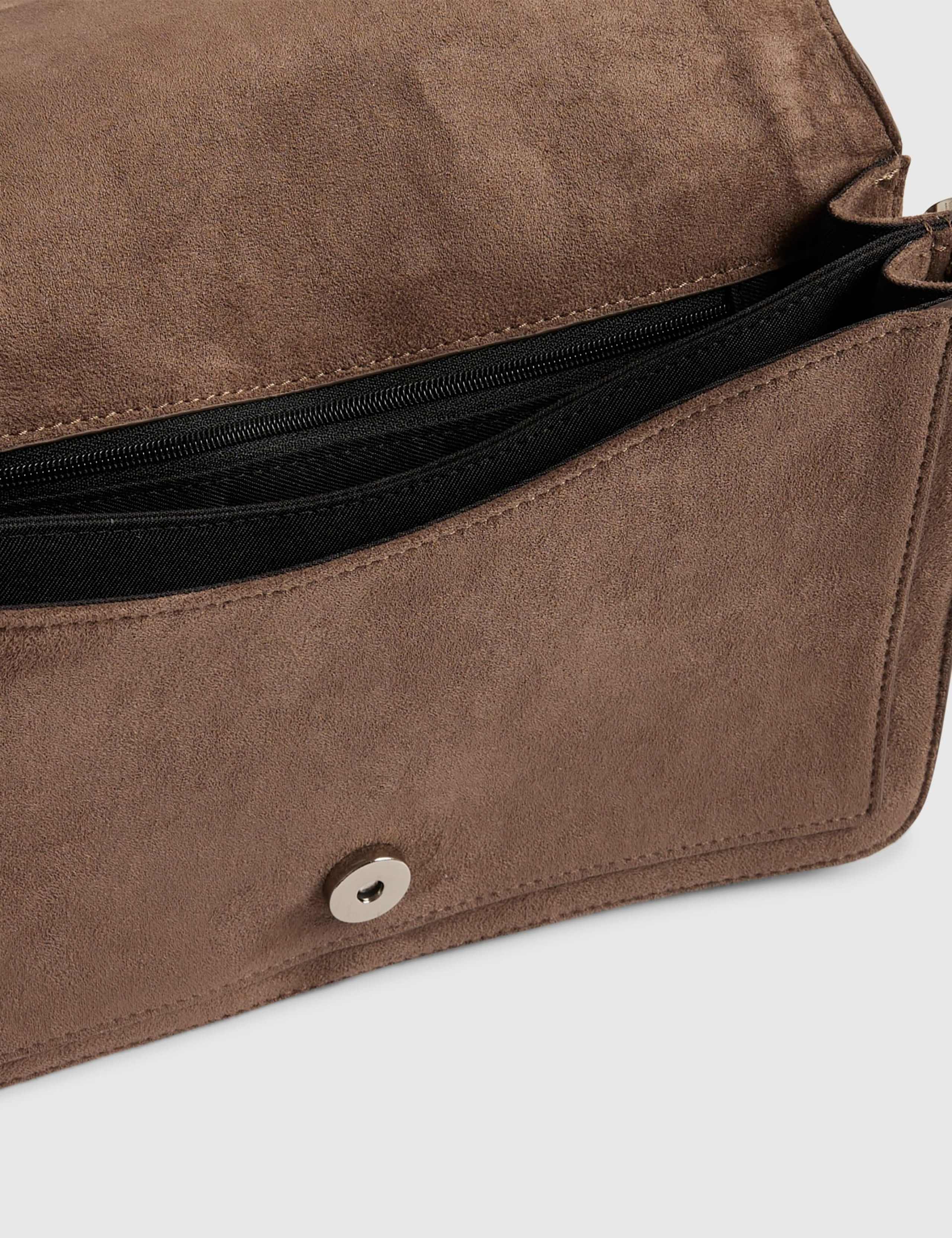 Faux Suede Flap Front Shoulder Bag 2 of 7