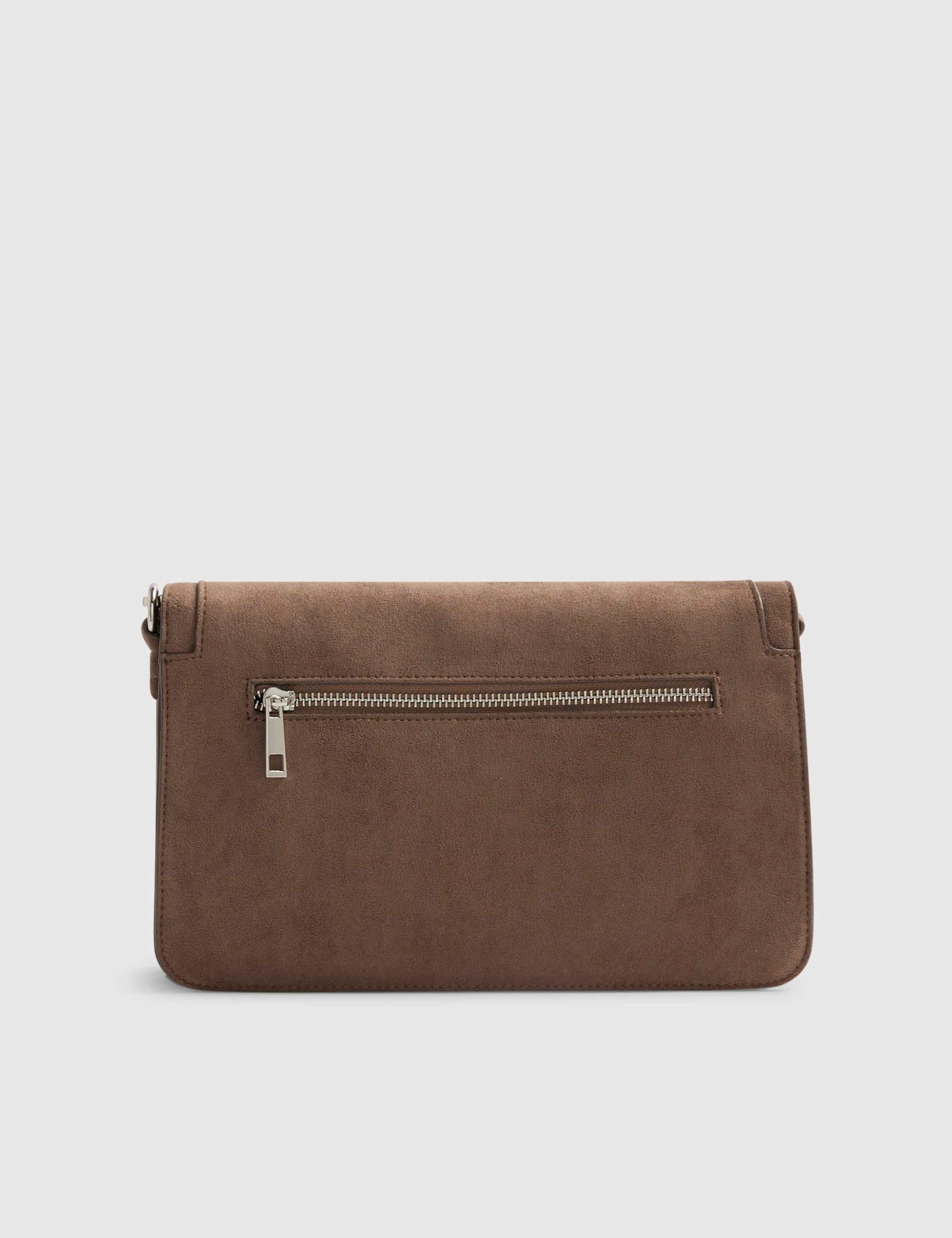 Faux Suede Flap Front Shoulder Bag 3 of 7