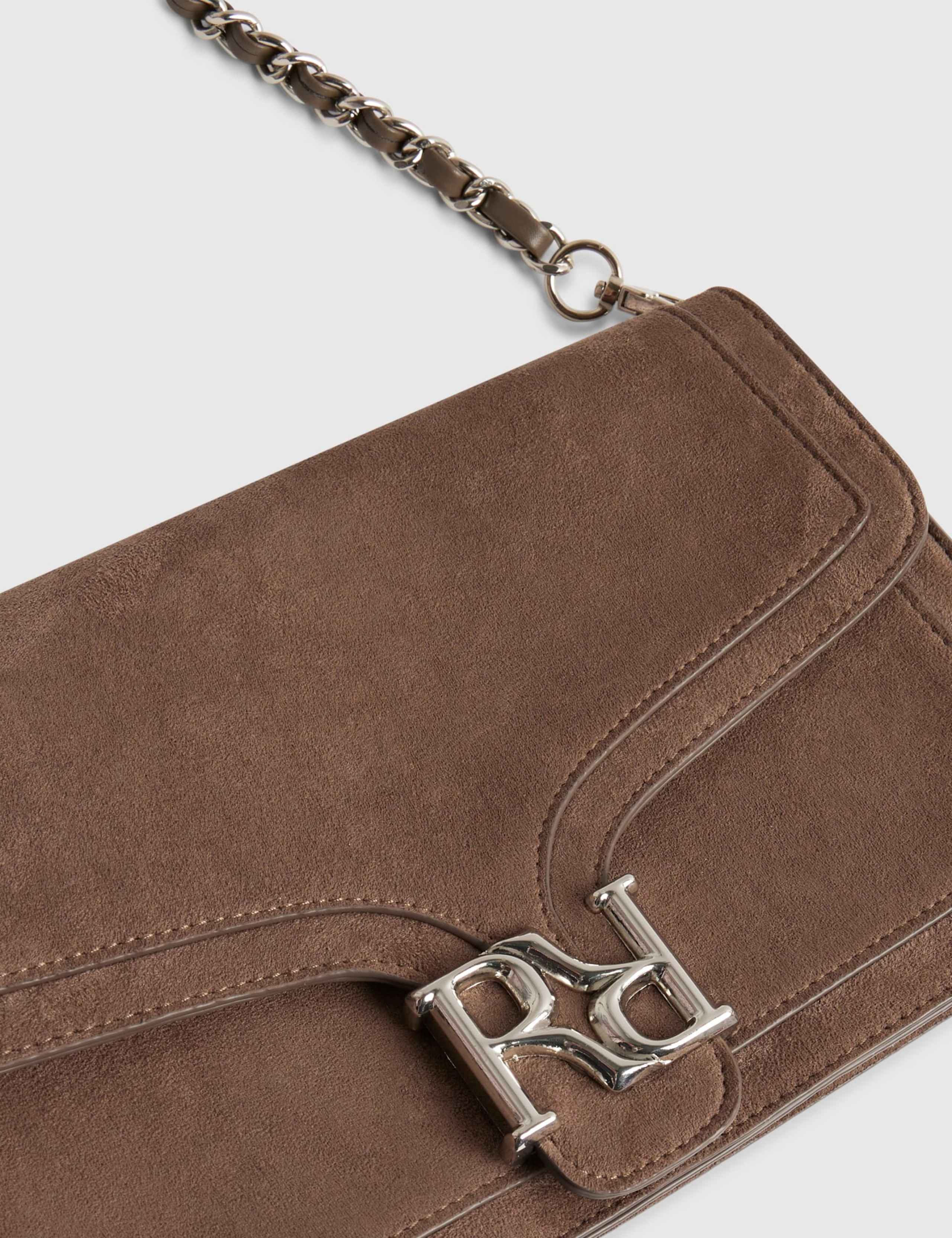 Faux Suede Flap Front Shoulder Bag 6 of 7