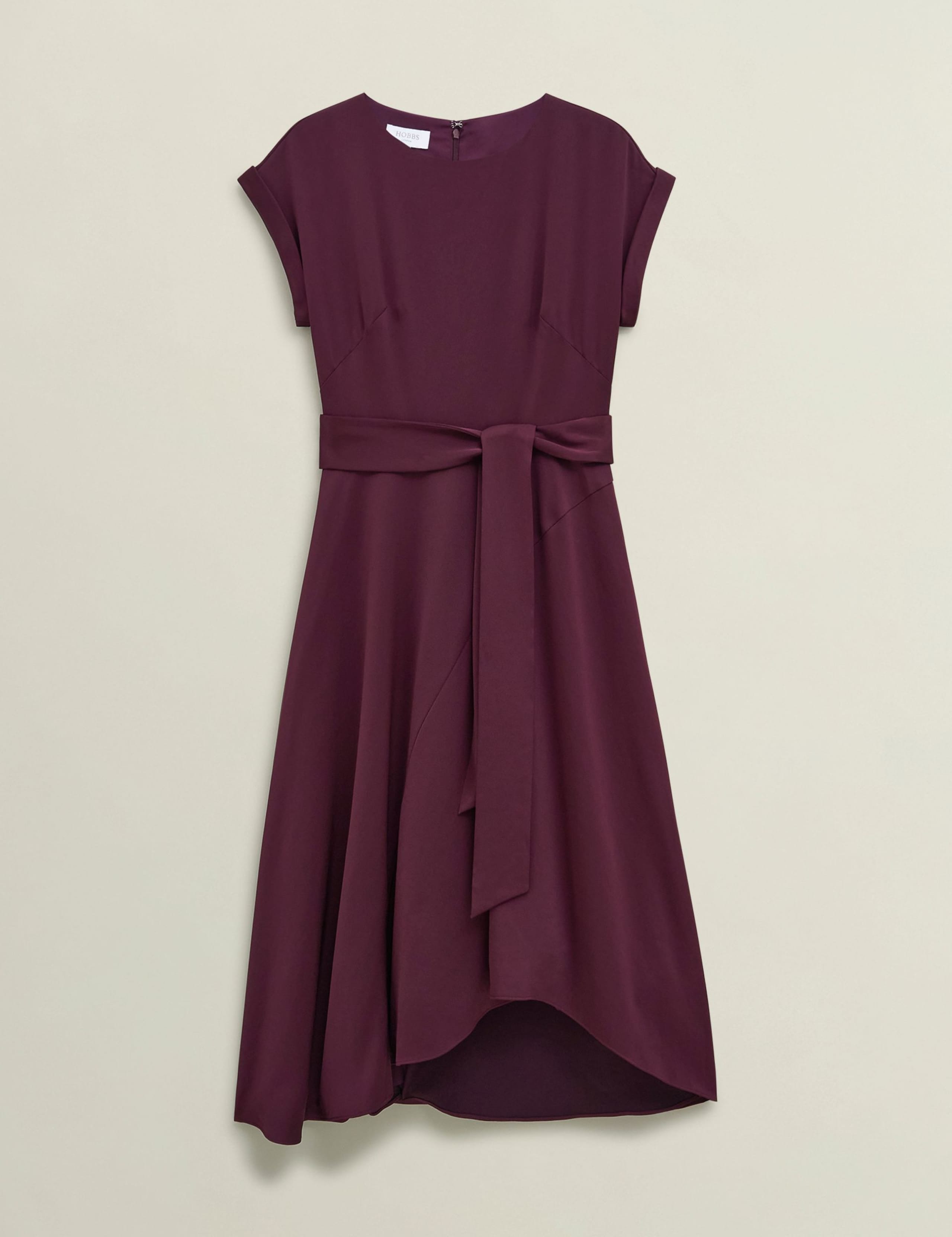 Satin Tie Waist Knee Length Skater Dress 2 of 7