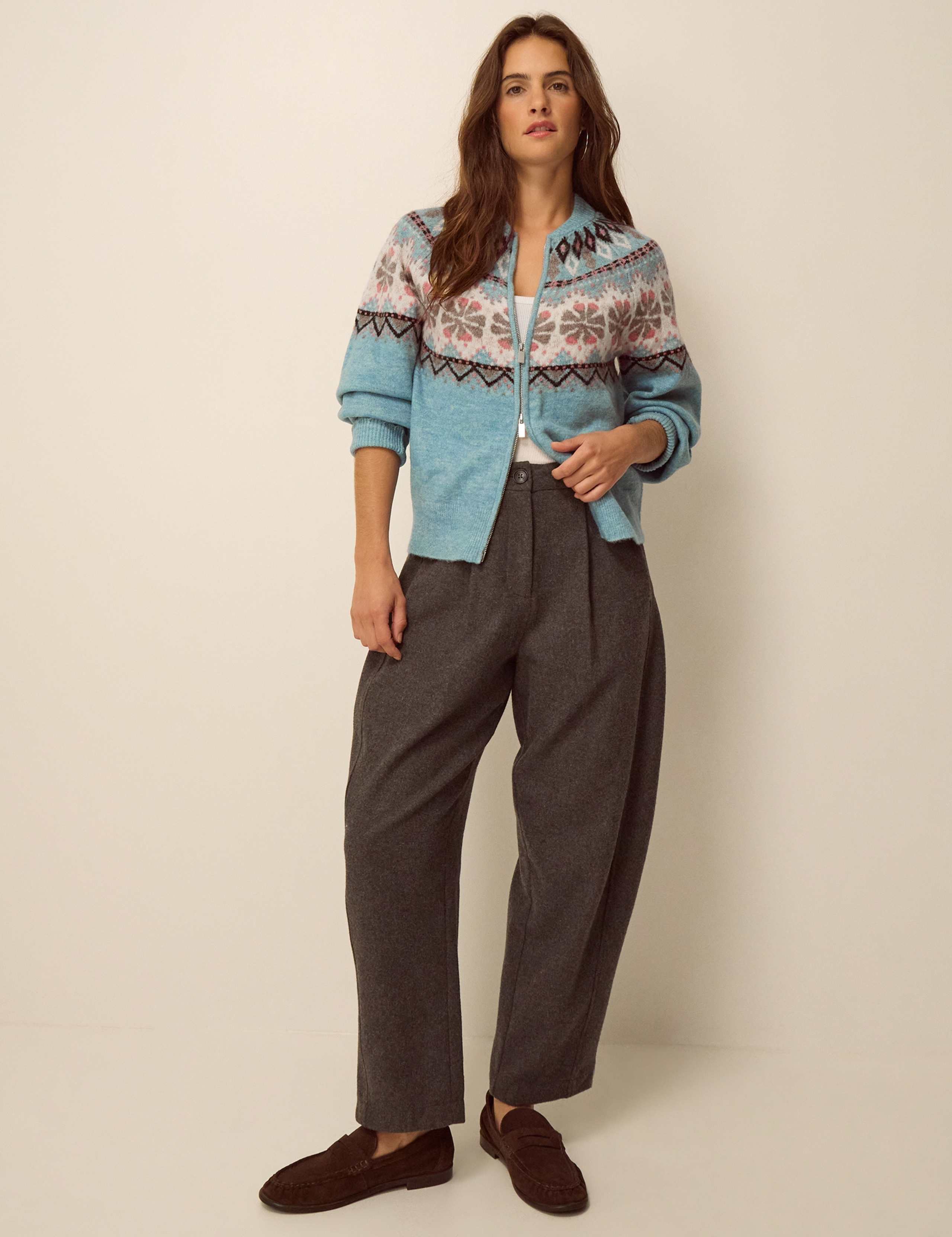 Patterned Crew Neck Cardigan 2 of 4