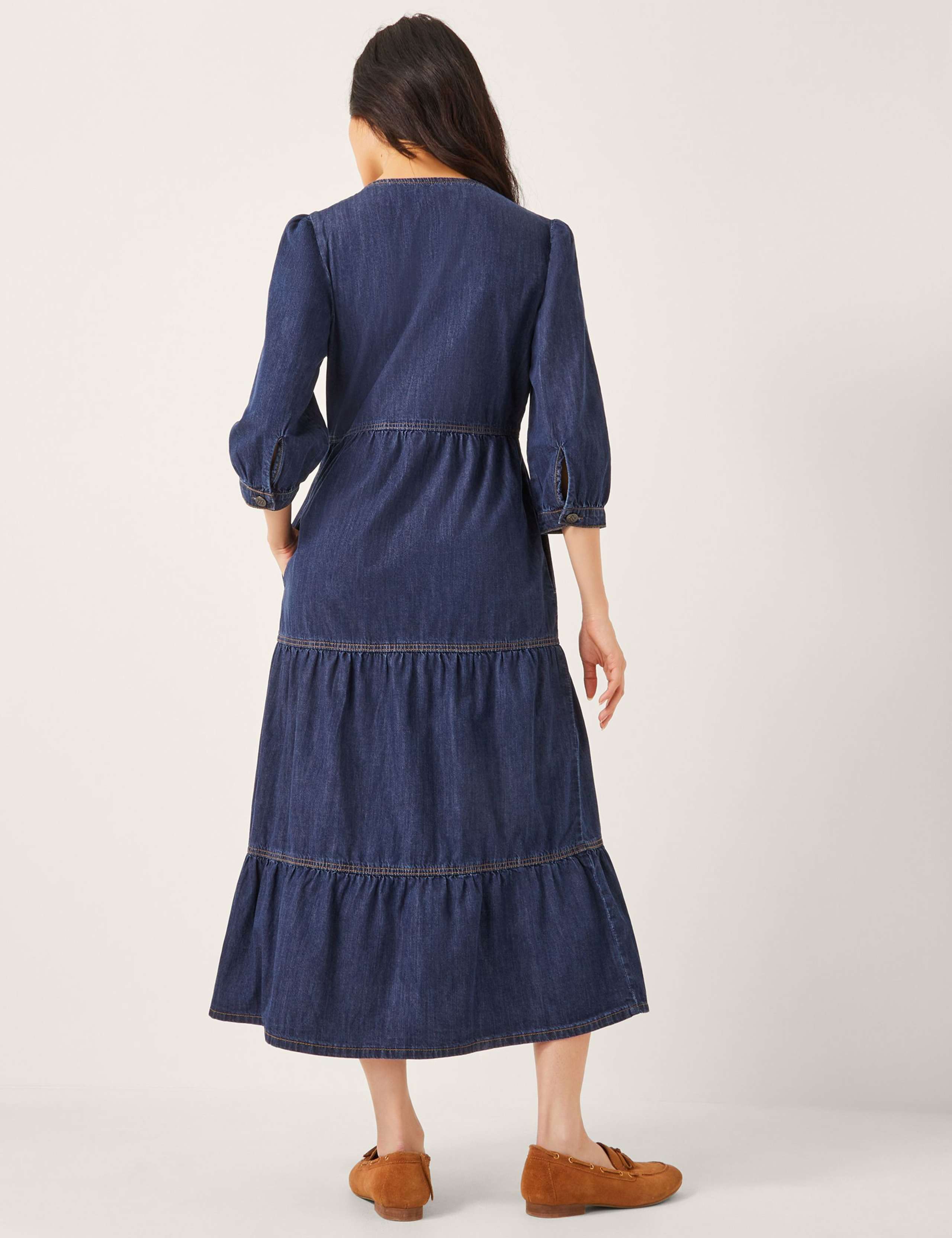 Maya Zip Denim Midi Dress Blue 2 of 4