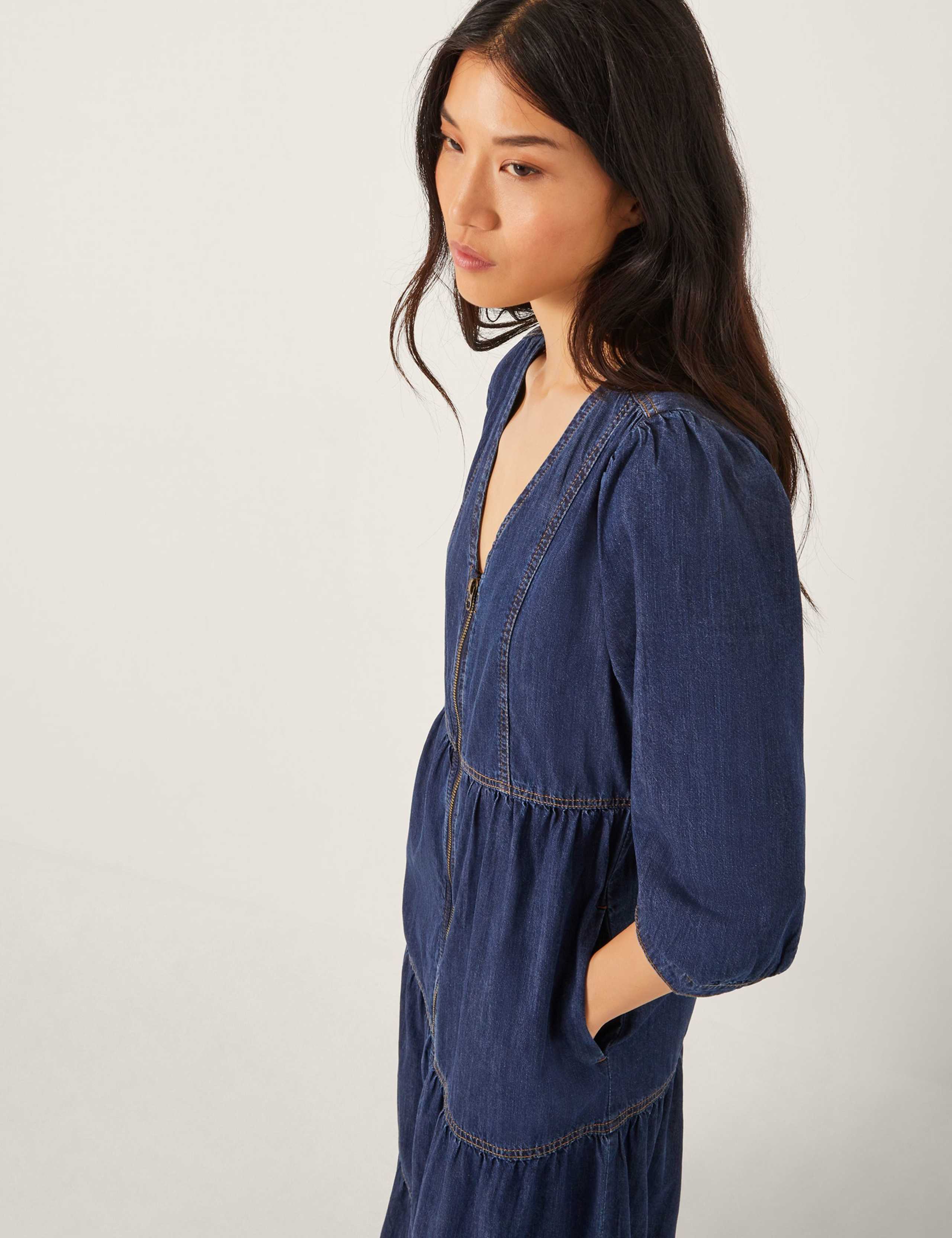 Maya Zip Denim Midi Dress Blue 4 of 4