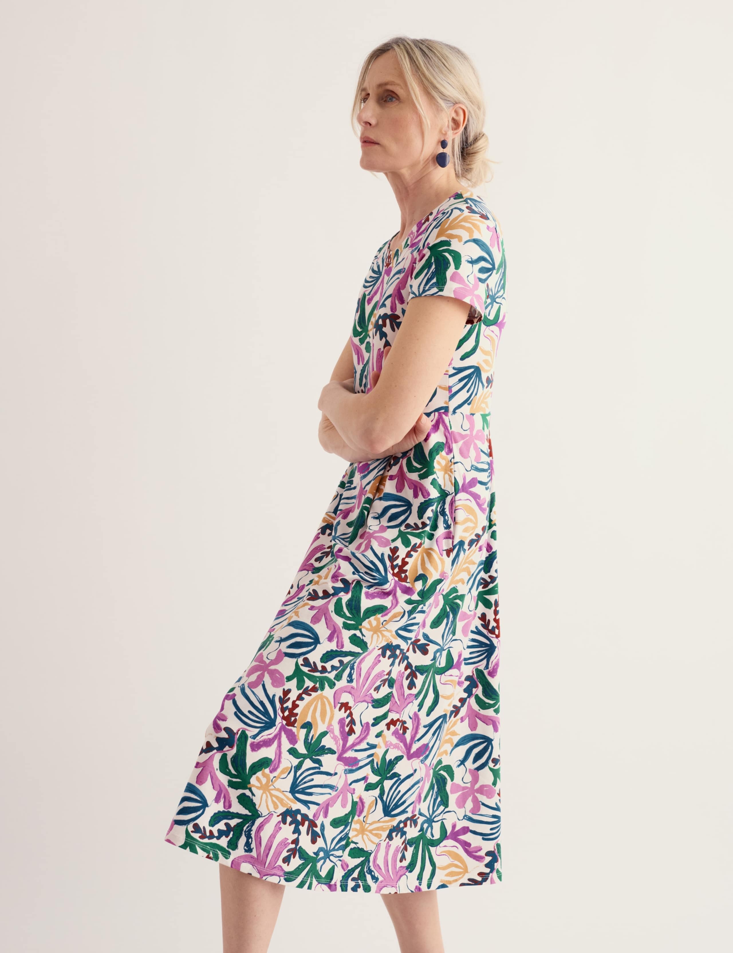 Cotton Rich Printed Relaxed Waisted Dress 3 of 5
