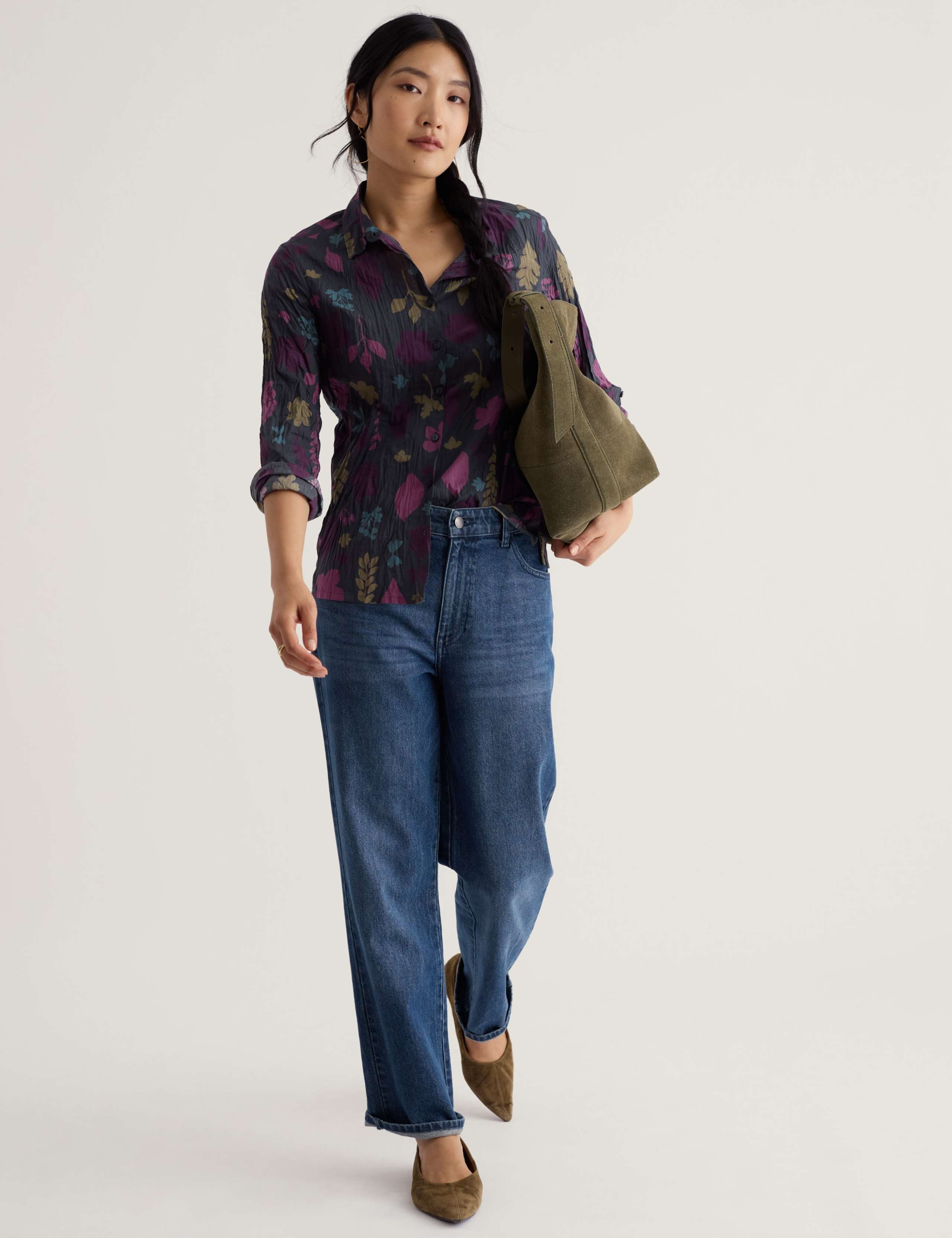 Pure Cotton Floral Collared Shirt 1 of 6
