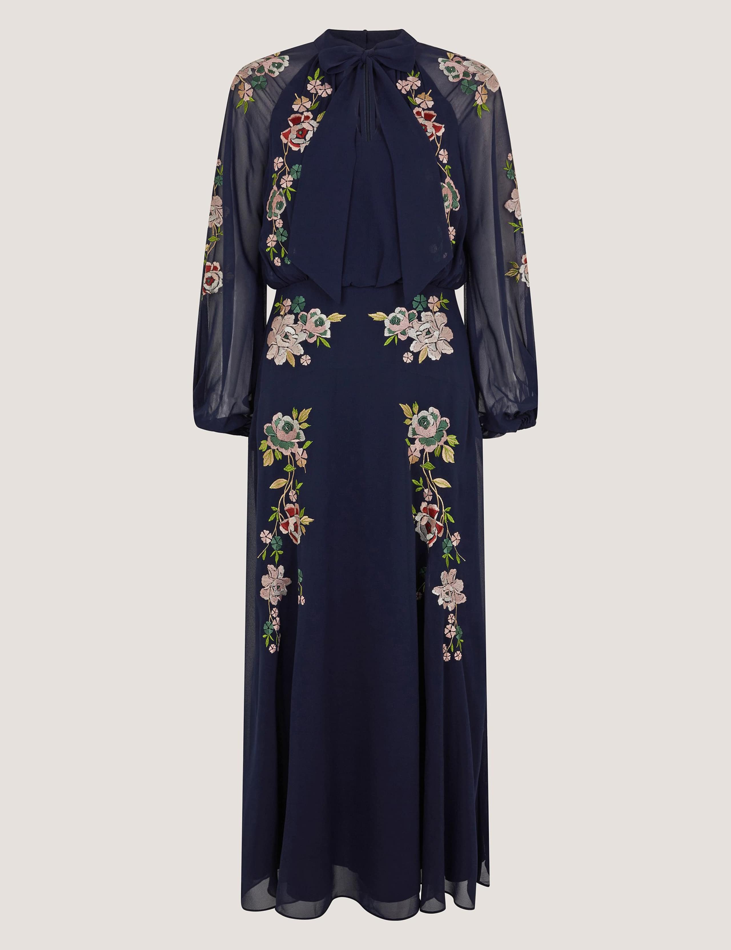 Embroidered High Neck Midi Tea Dress 2 of 5