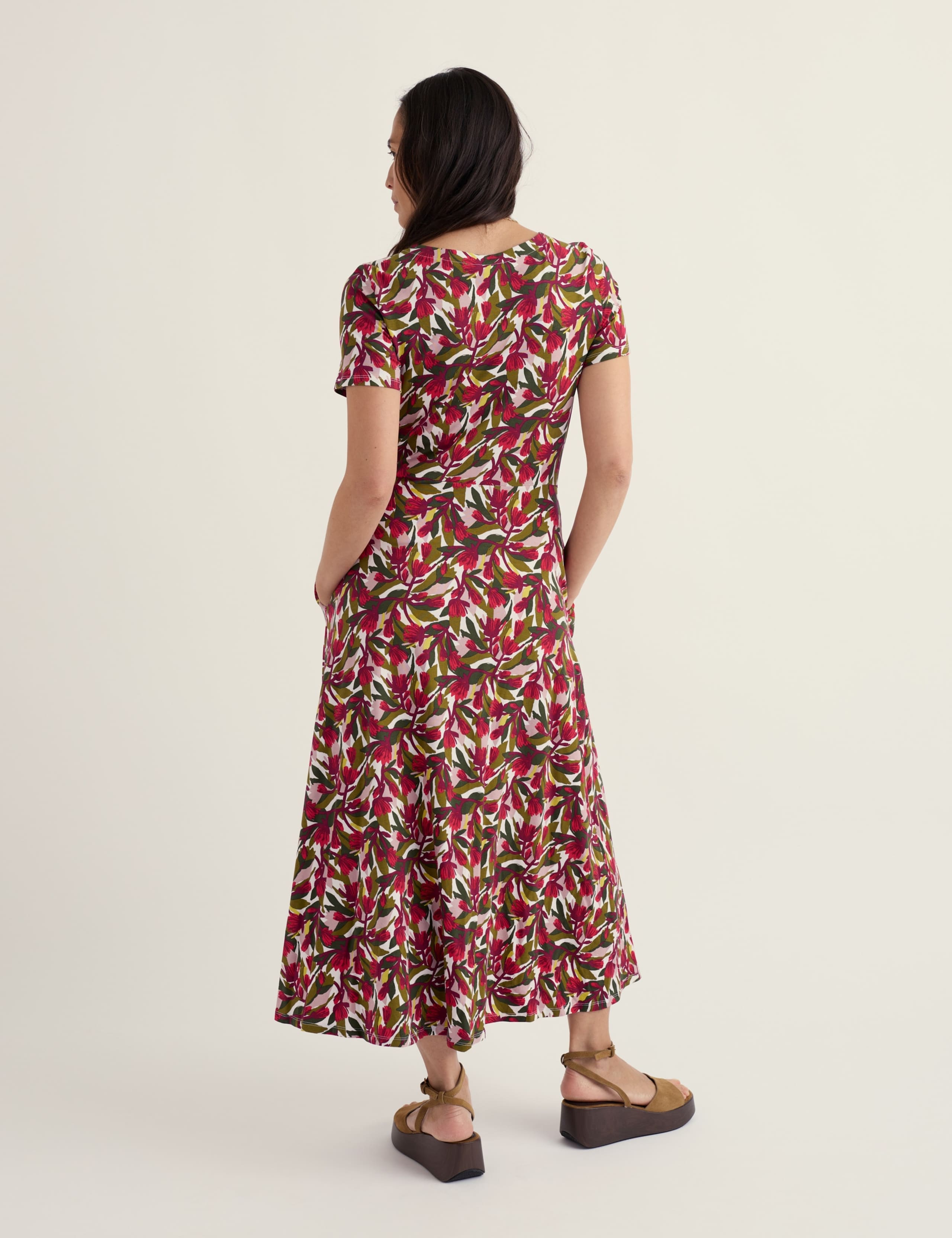 Cotton Rich Floral Midi Relaxed Waisted Dress 3 of 5
