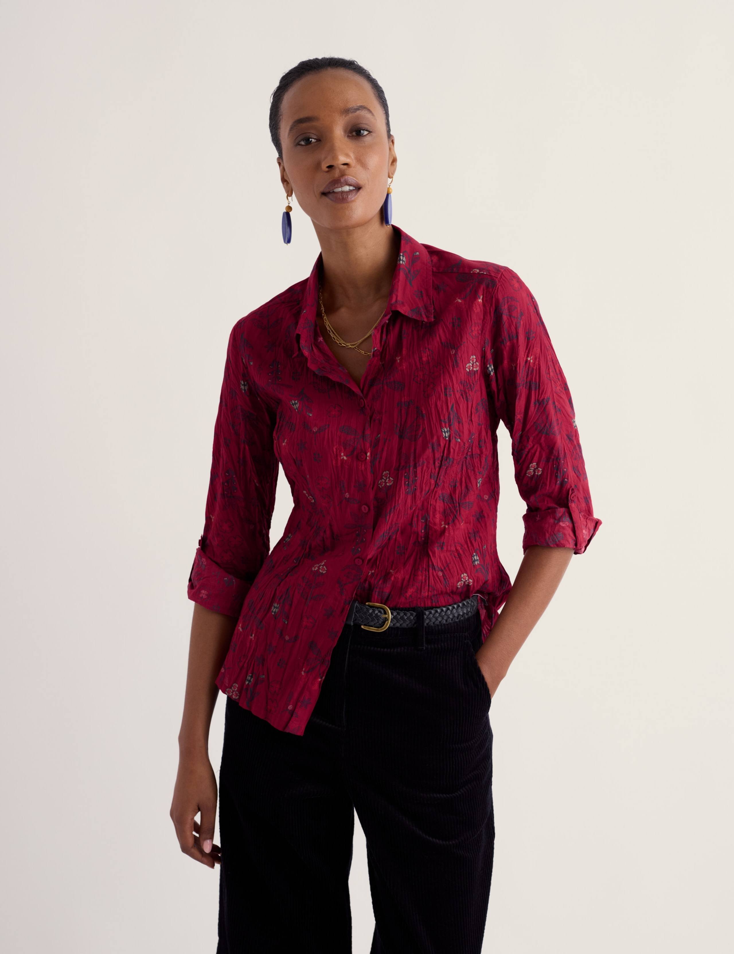 Pure Cotton Floral Collared Shirt 1 of 6