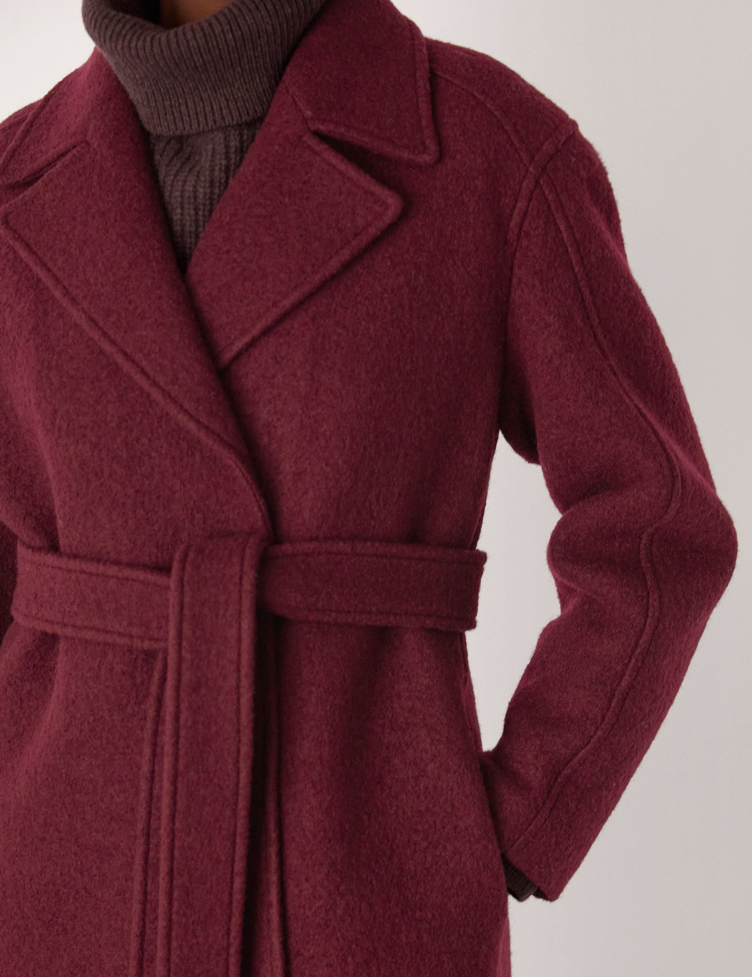 Pure Wool Textured Belted Longline Wrap Coat 3 of 4