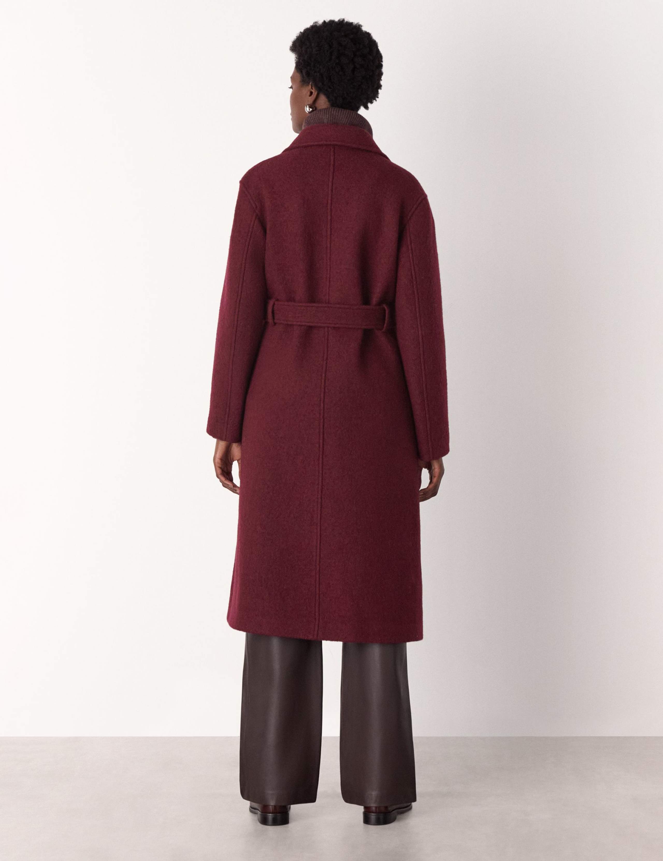 Pure Wool Textured Belted Longline Wrap Coat 4 of 4