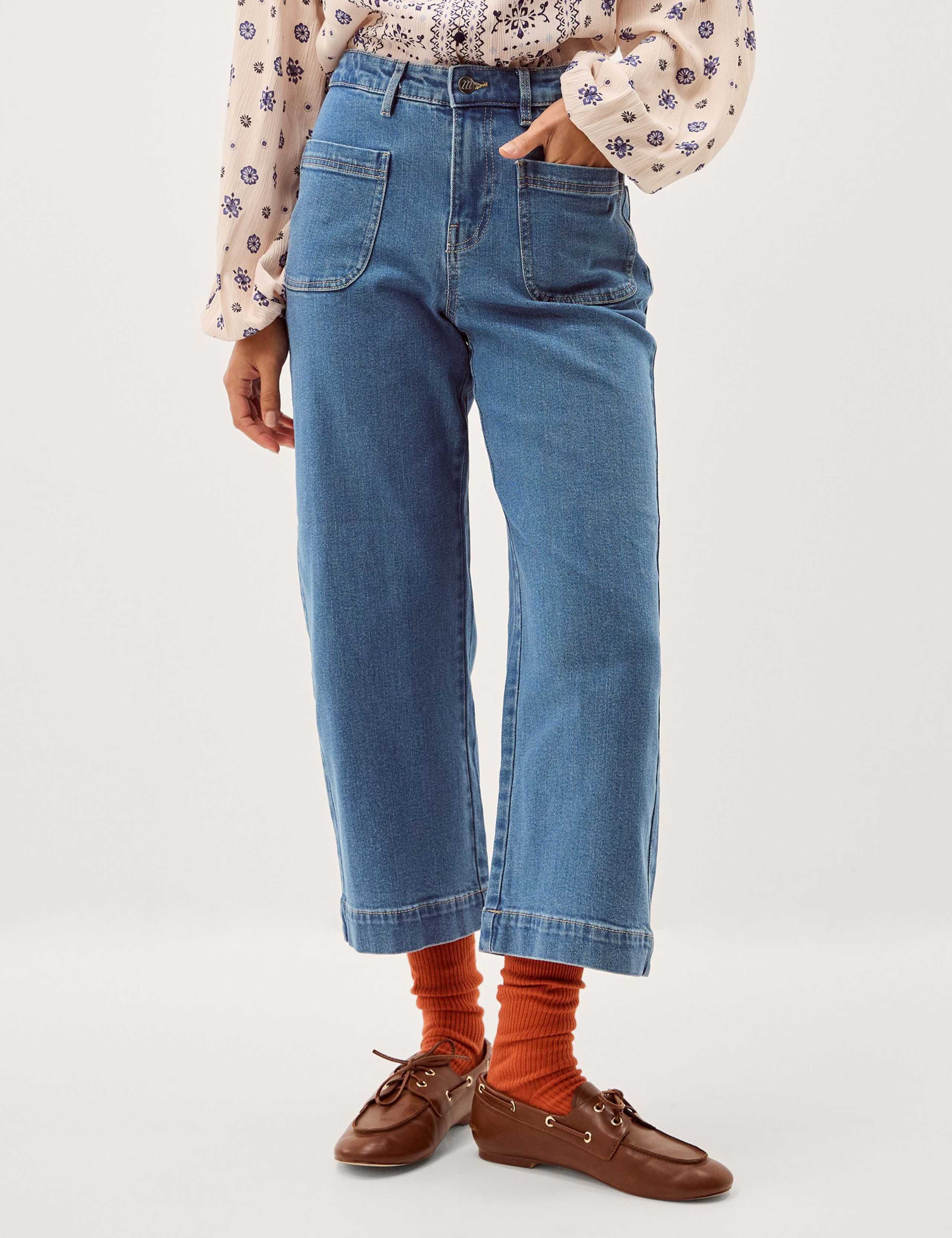 High Waisted Wide Leg Cropped Jeans 1 of 5