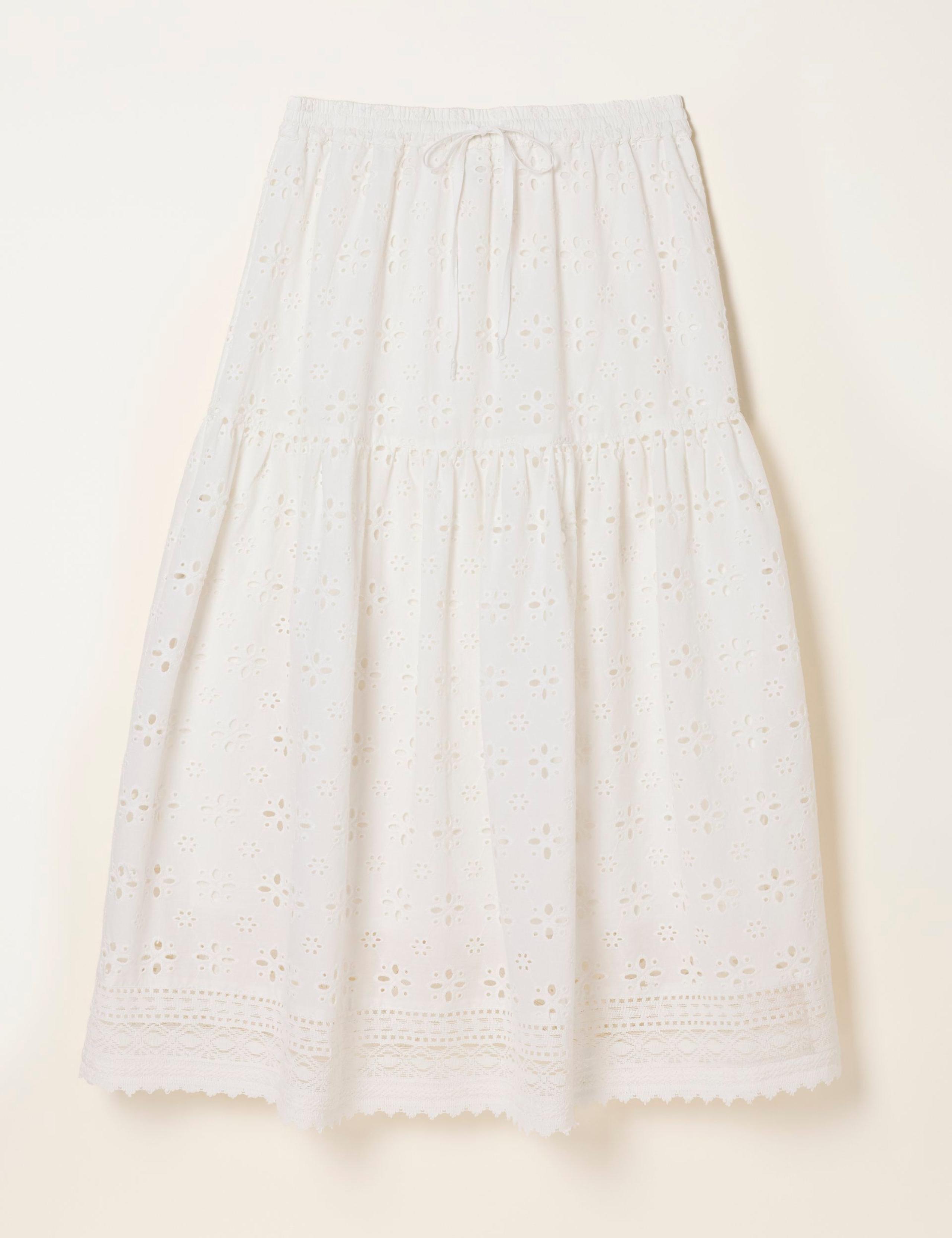 Pure Cotton Broderie Midi Tiered Skirt 2 of 7
