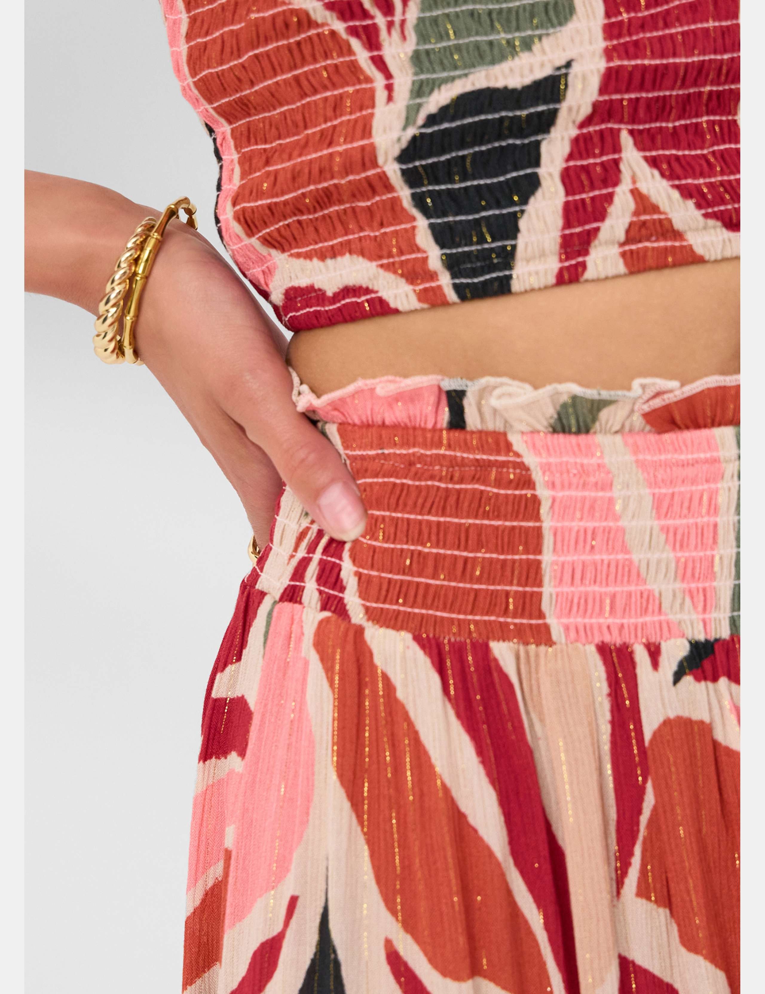 Abstract Print Shirred Maxi Skirt 4 of 4
