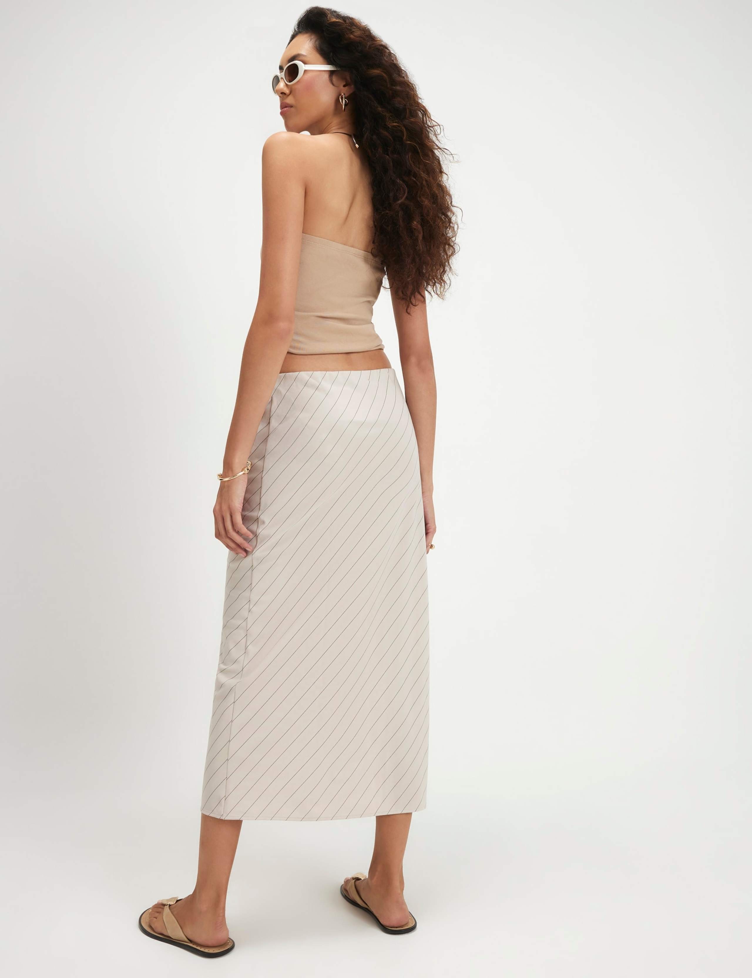 Striped Midi Slip Skirt 3 of 6