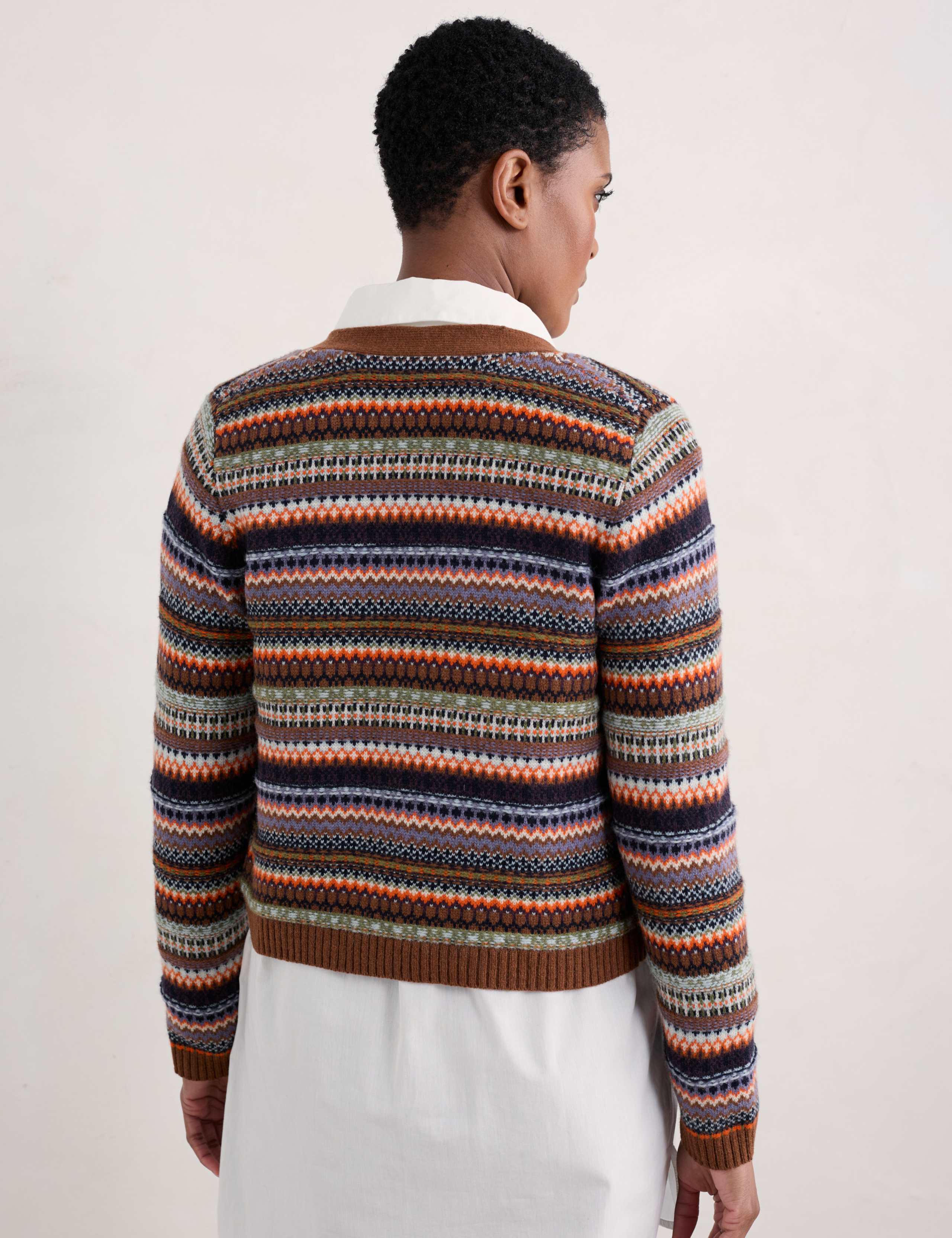 Wool Rich Striped V-Neck Cardigan 3 of 4