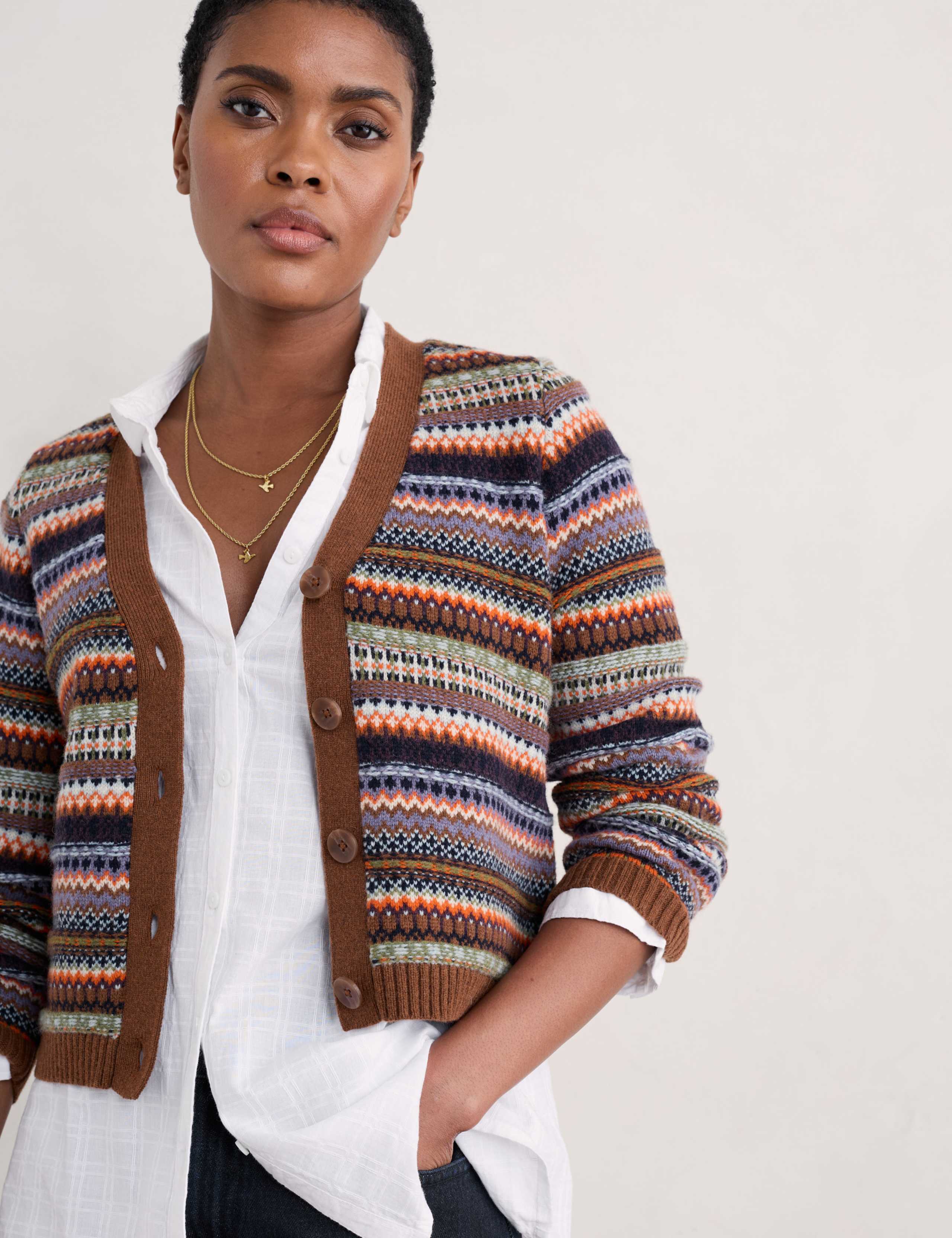 Wool Rich Striped V-Neck Cardigan 4 of 4