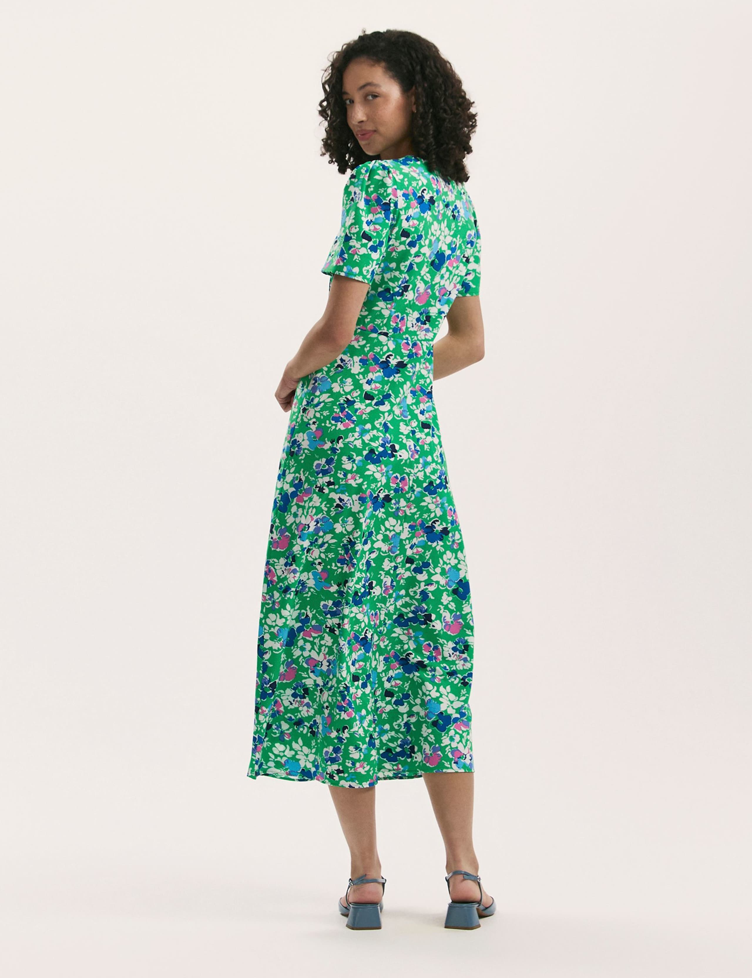 Floral V-Neck Midi Tea Dress 2 of 4