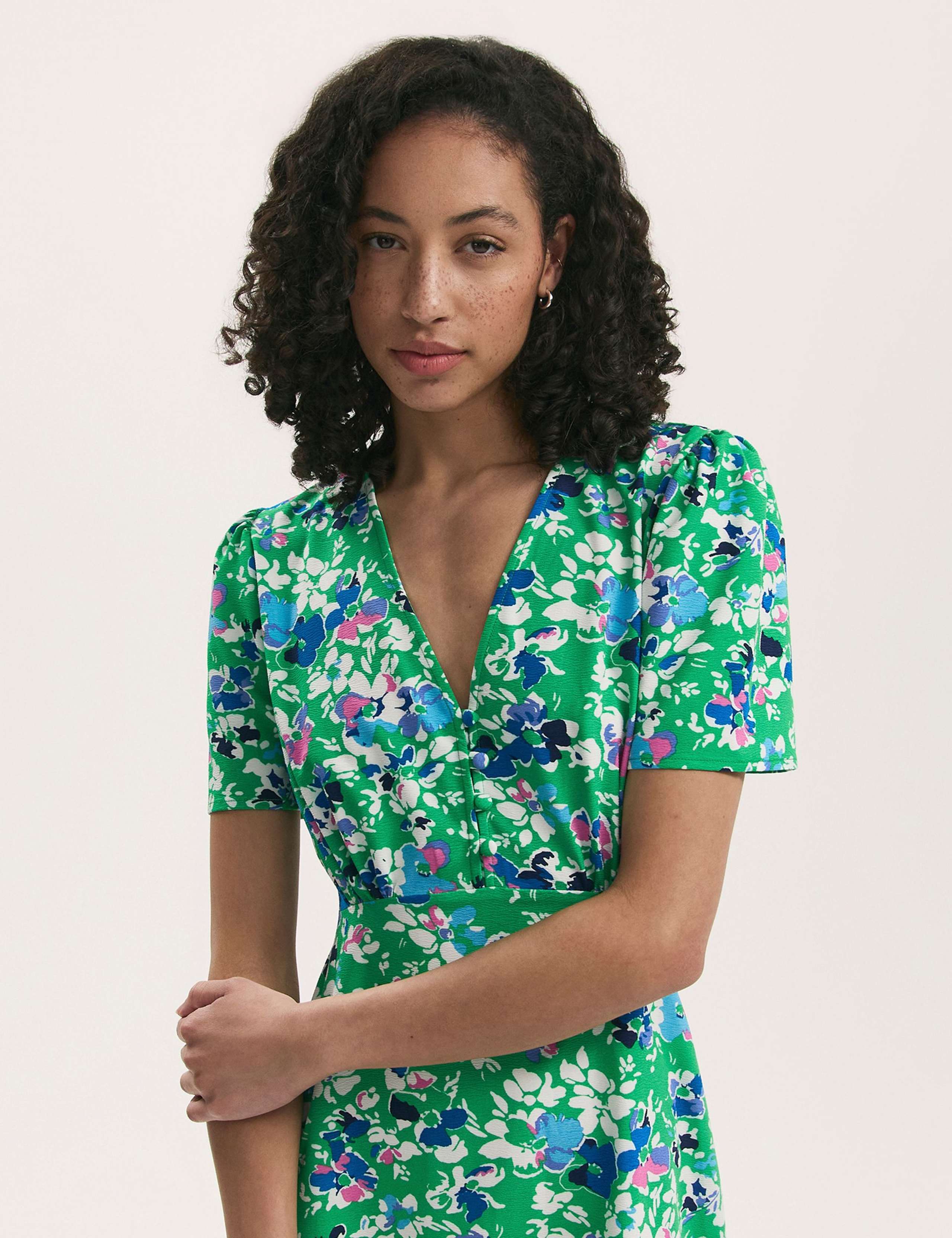 Floral V-Neck Midi Tea Dress 4 of 4