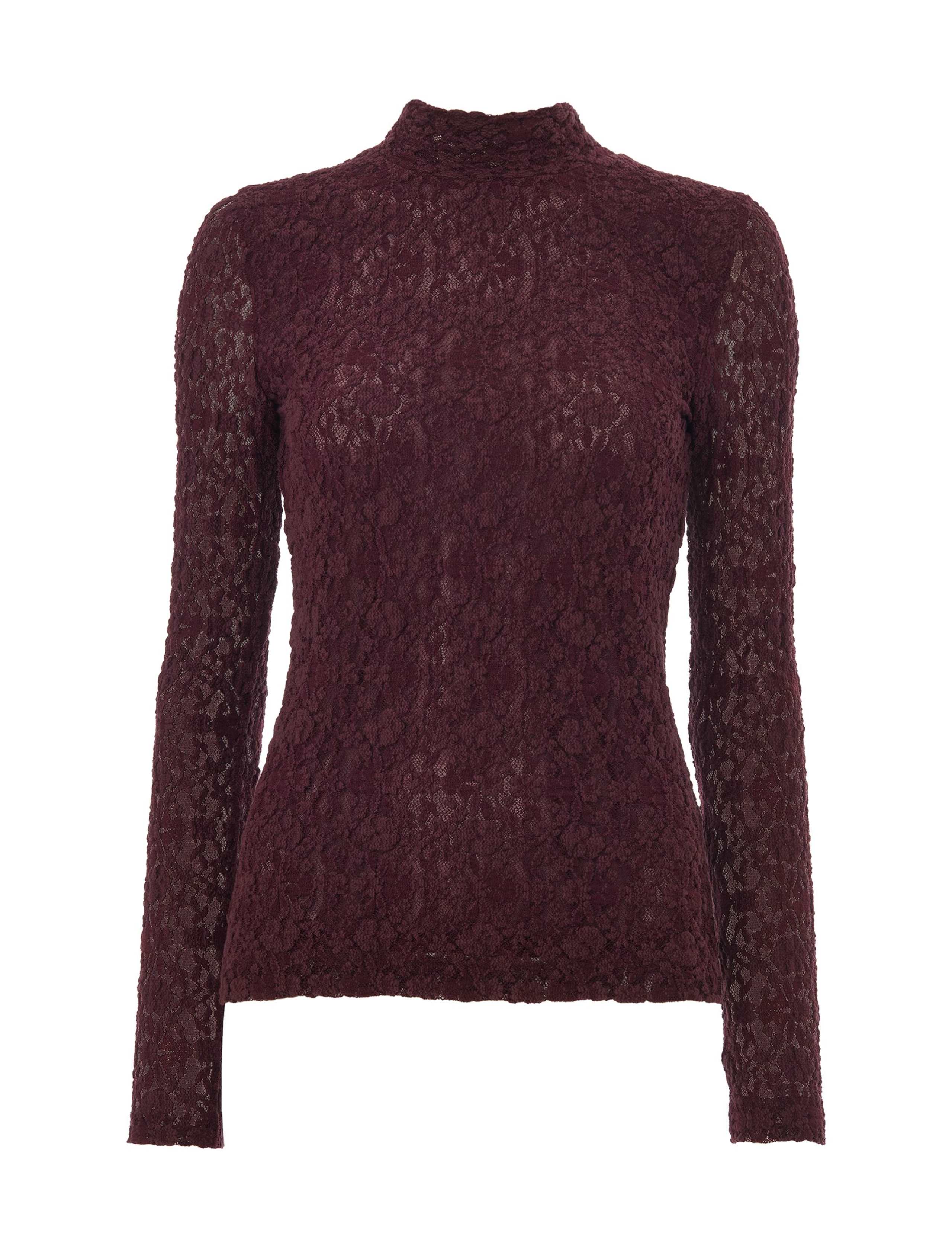 Cotton Blend Lace High Neck Top 2 of 4