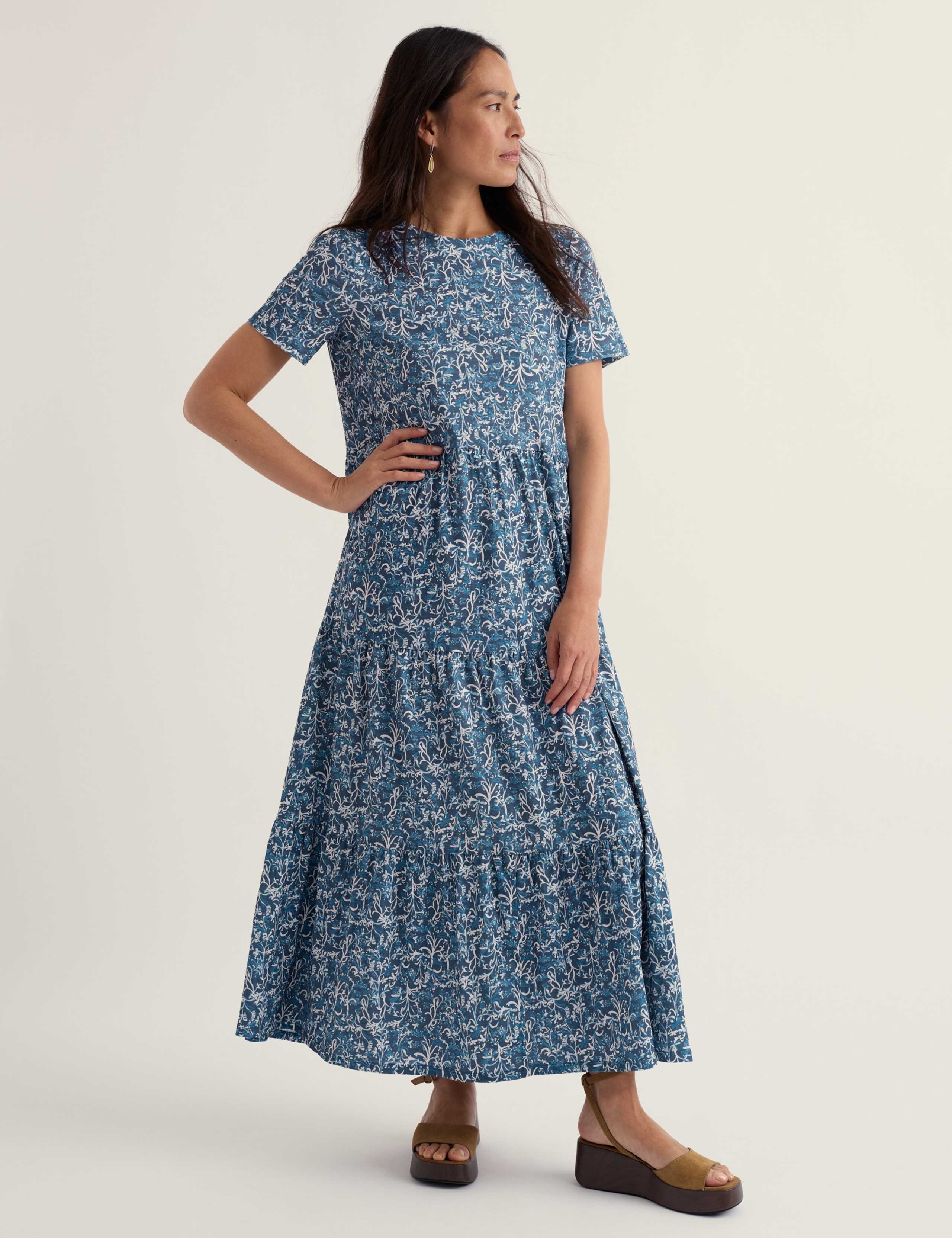 Pure Cotton Jersey Printed Midi Dress 4 of 5