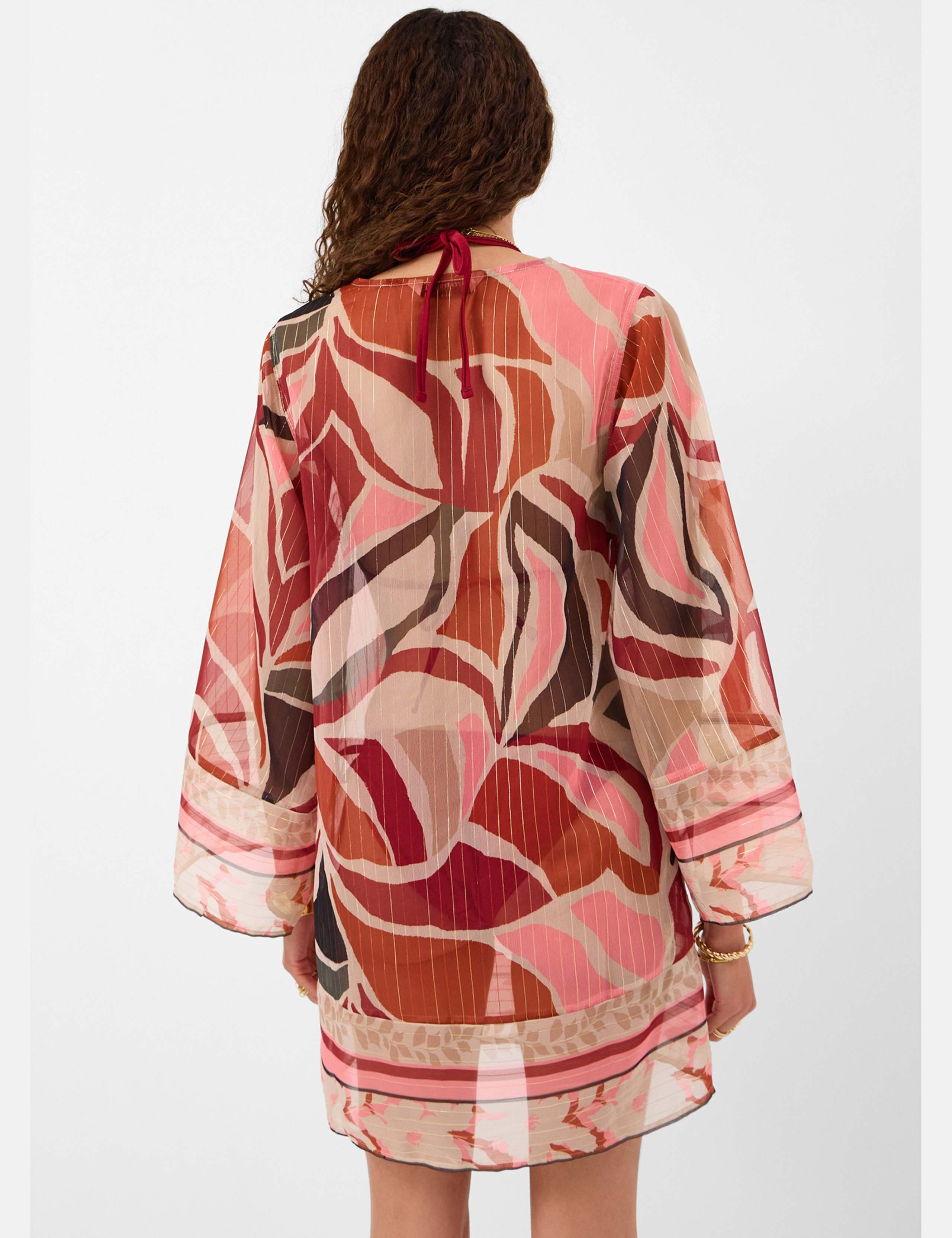 Printed Mini V-Neck Beach Cover Up Kaftan 2 of 4