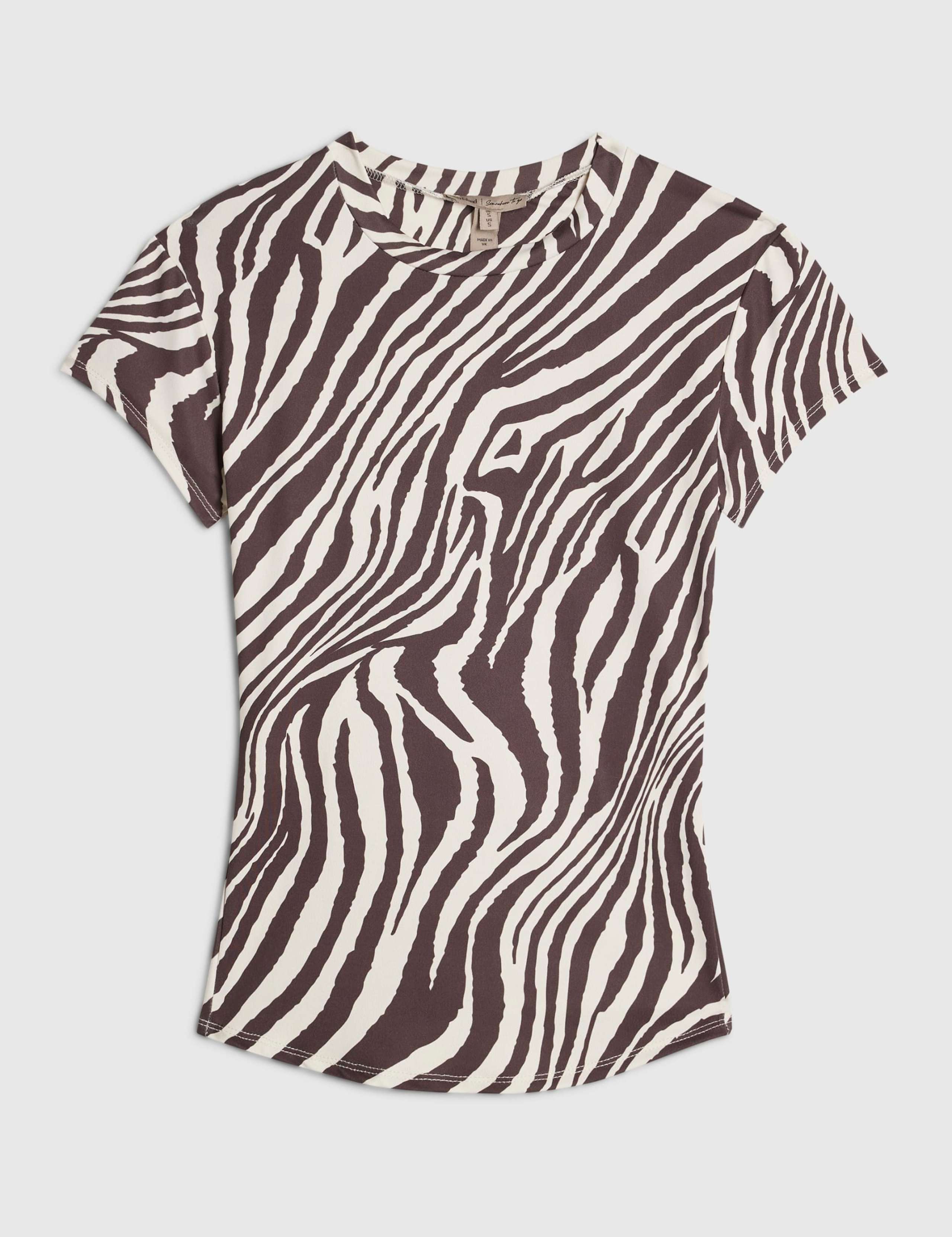 Pure Cotton Zebra Print Crew Neck T-Shirt 5 of 6