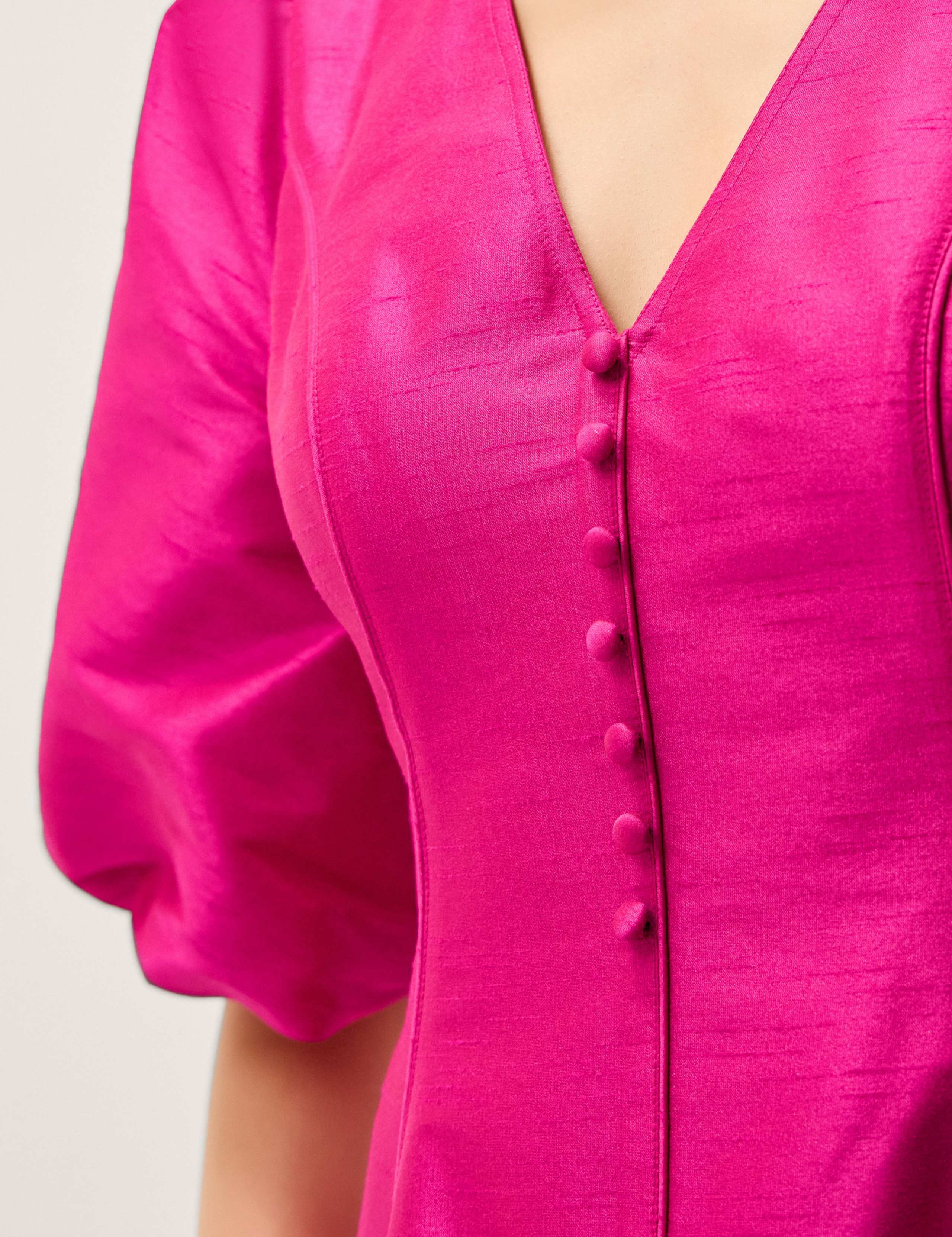 V-Neck Puff Sleeve Midi Skater Dress 5 of 5