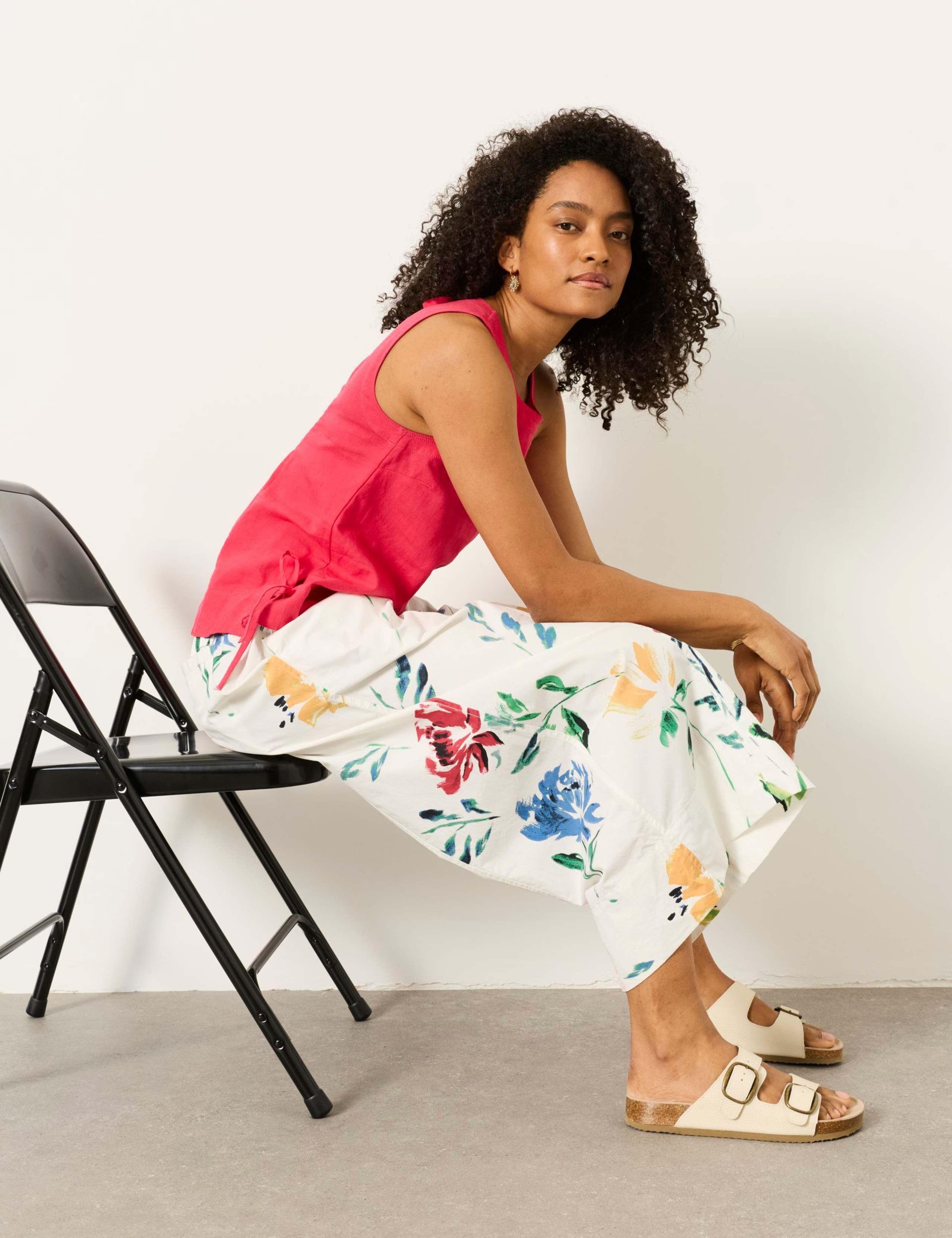 Floral Wide Leg Cropped Trousers 5 of 7