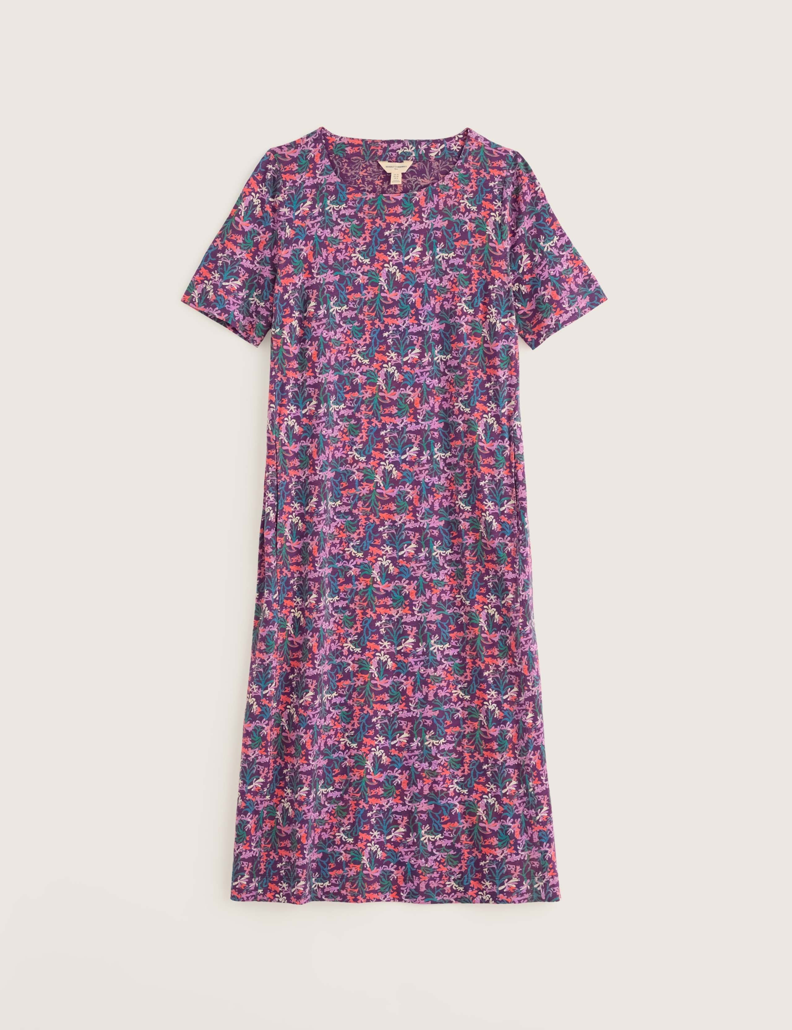 Pure Cotton Jersey Floral Midi Shift Dress 2 of 5