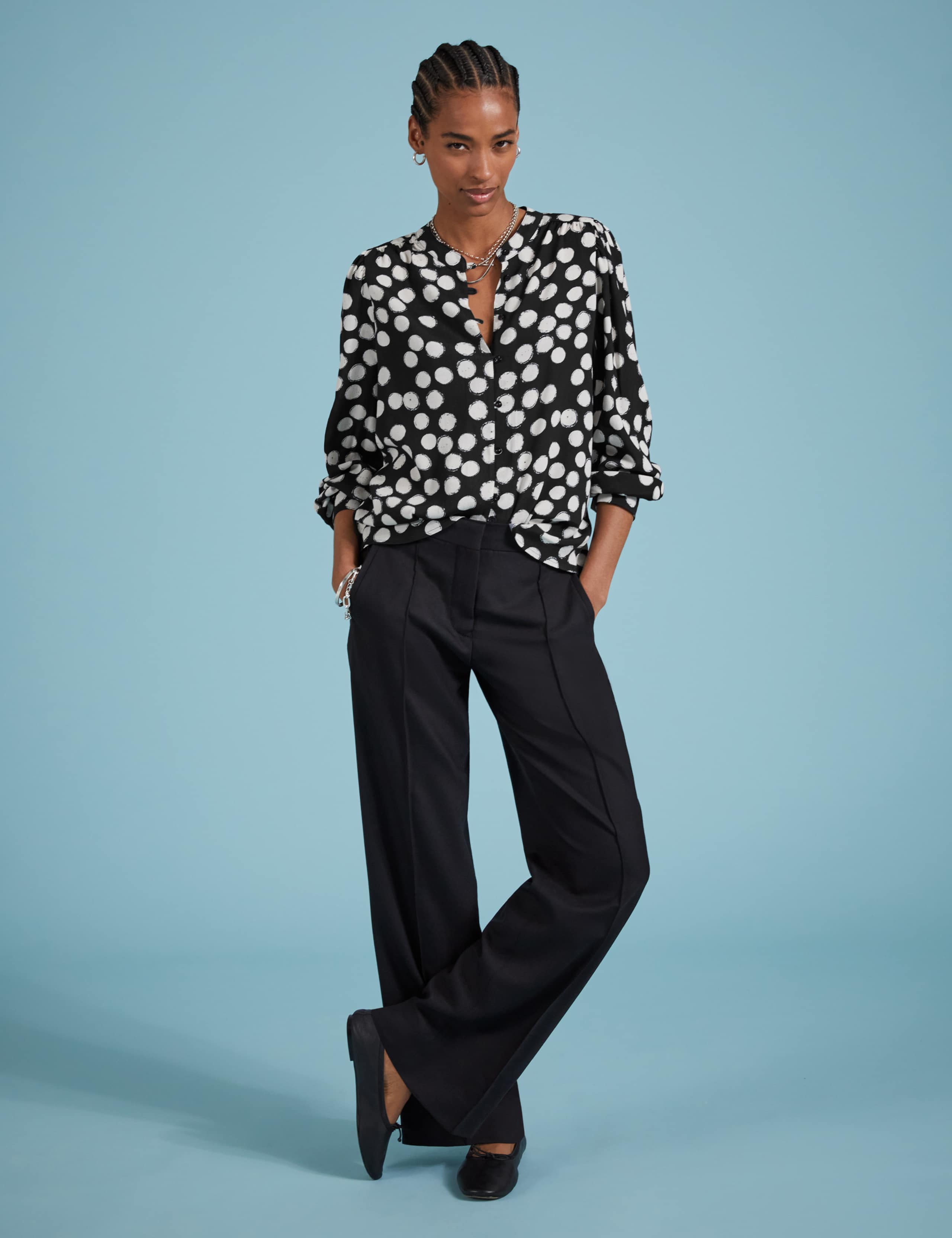 Satin Printed Relaxed Blouse 2 of 4