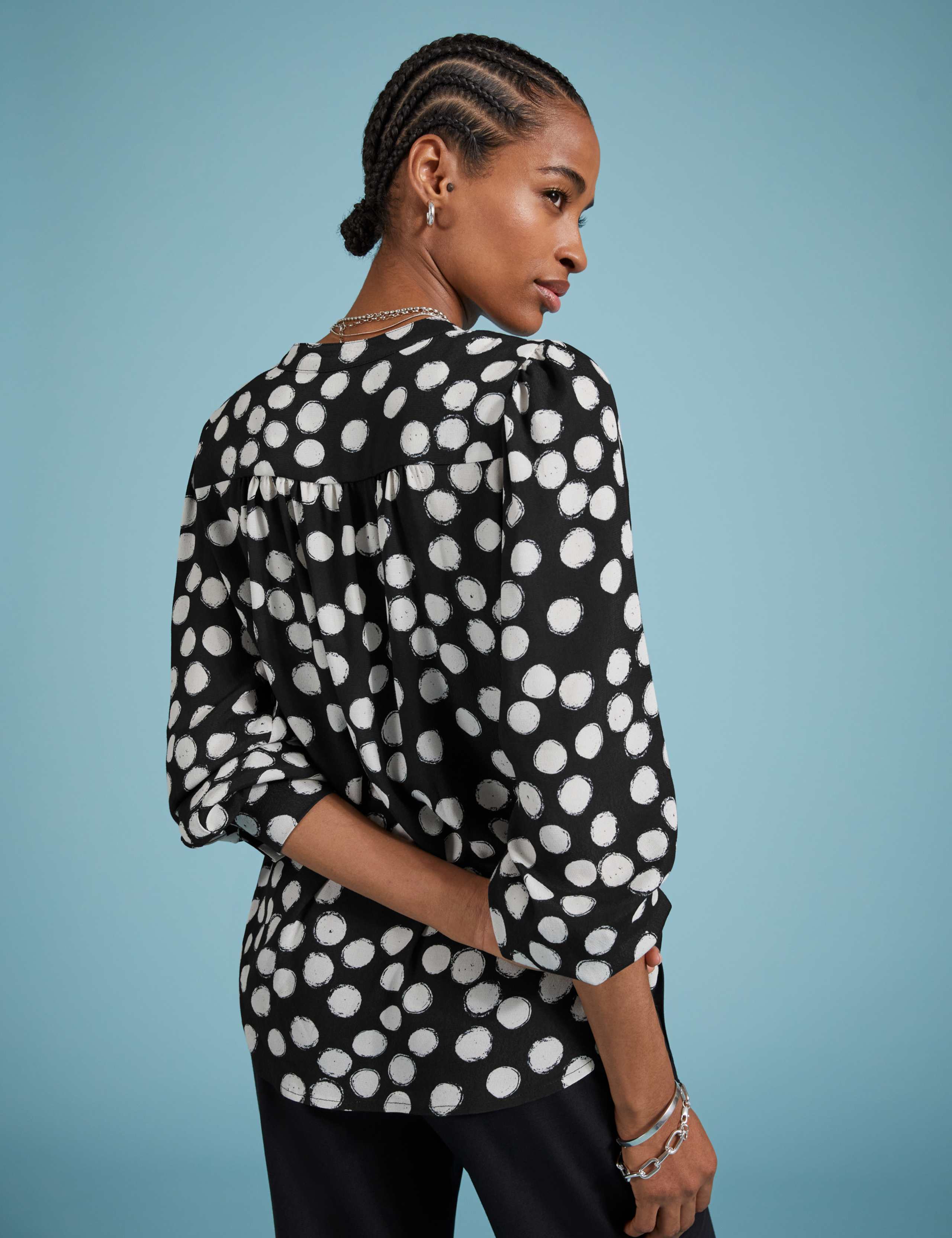 Satin Printed Relaxed Blouse 4 of 4