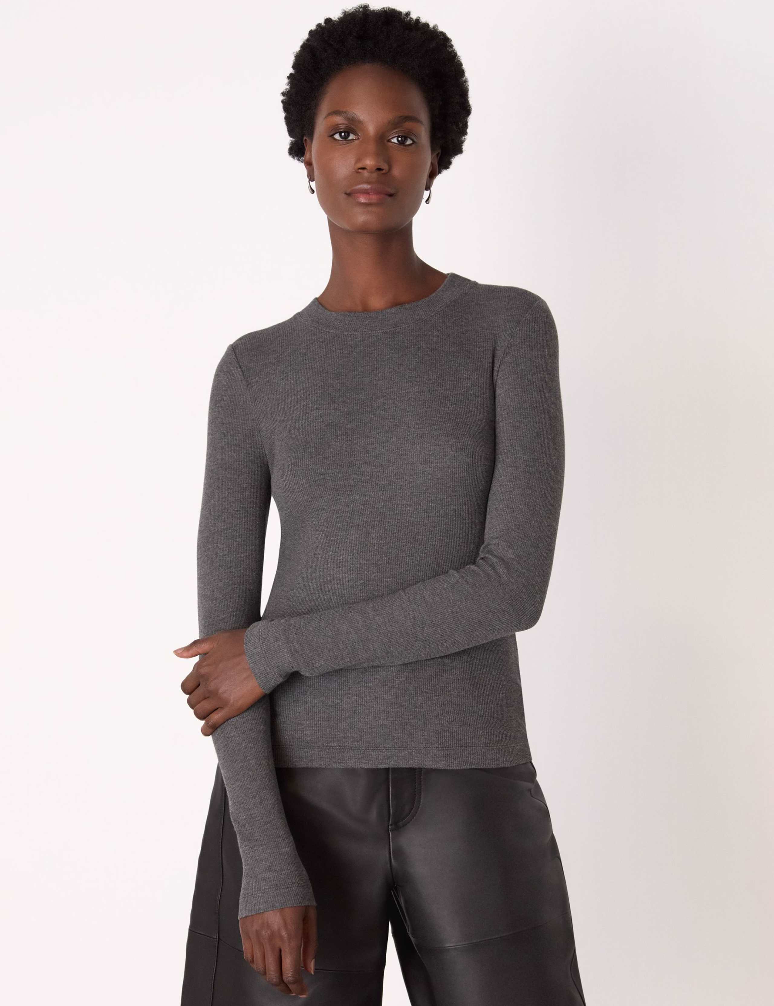 Ribbed Crew Neck Top 1 of 4