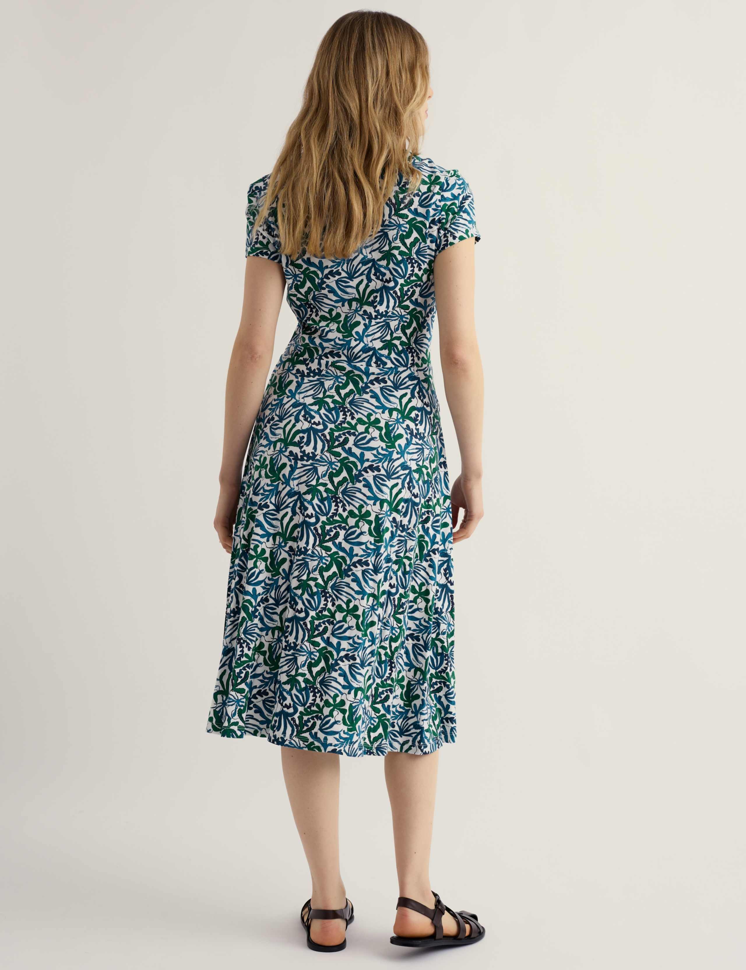Cotton Rich Jersey Floral V-Neck Skater Dress 4 of 5